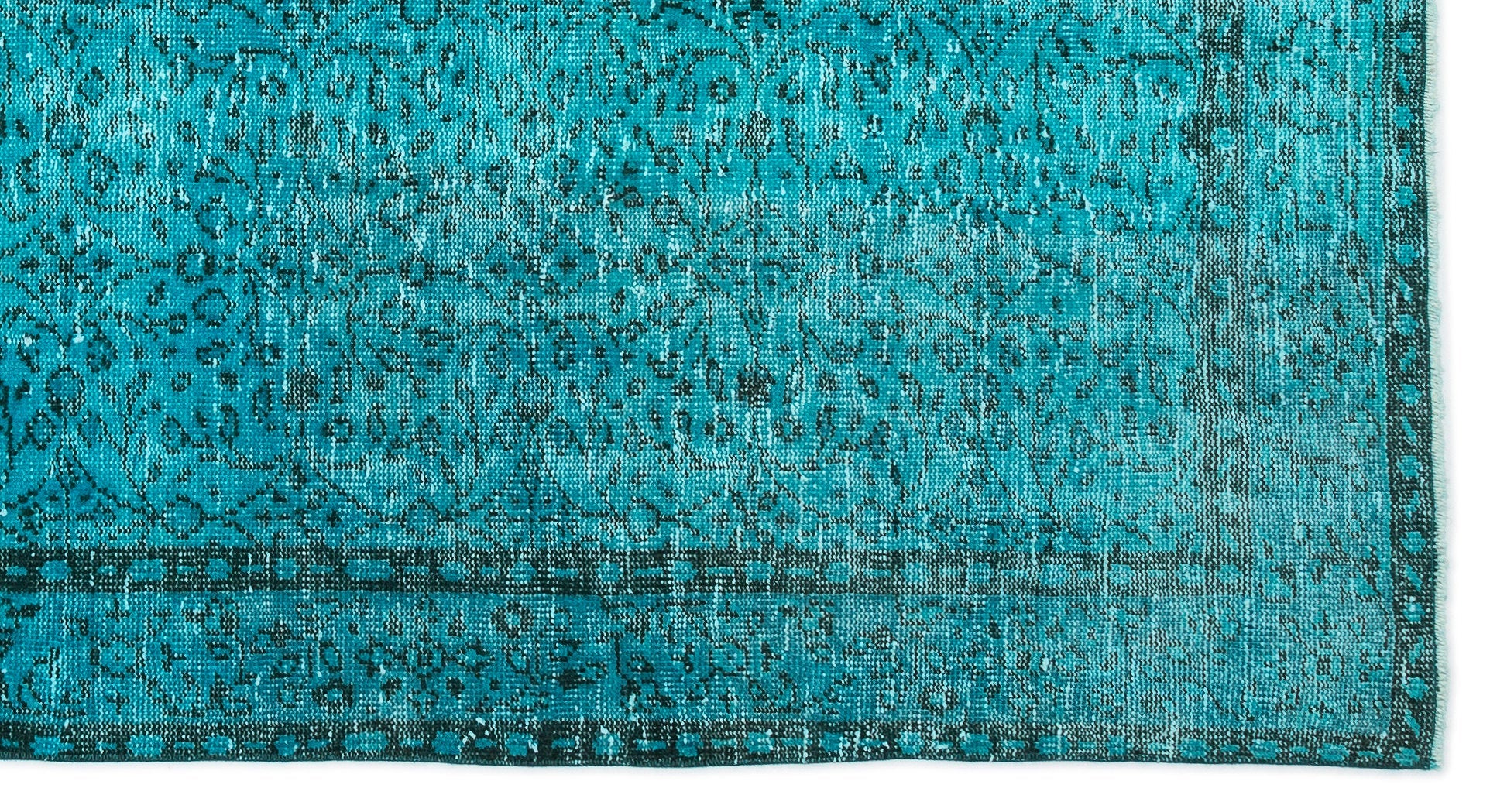 Atina Turquoise Vintage Wool Handmade Area Rug 4'11" x 9'2"