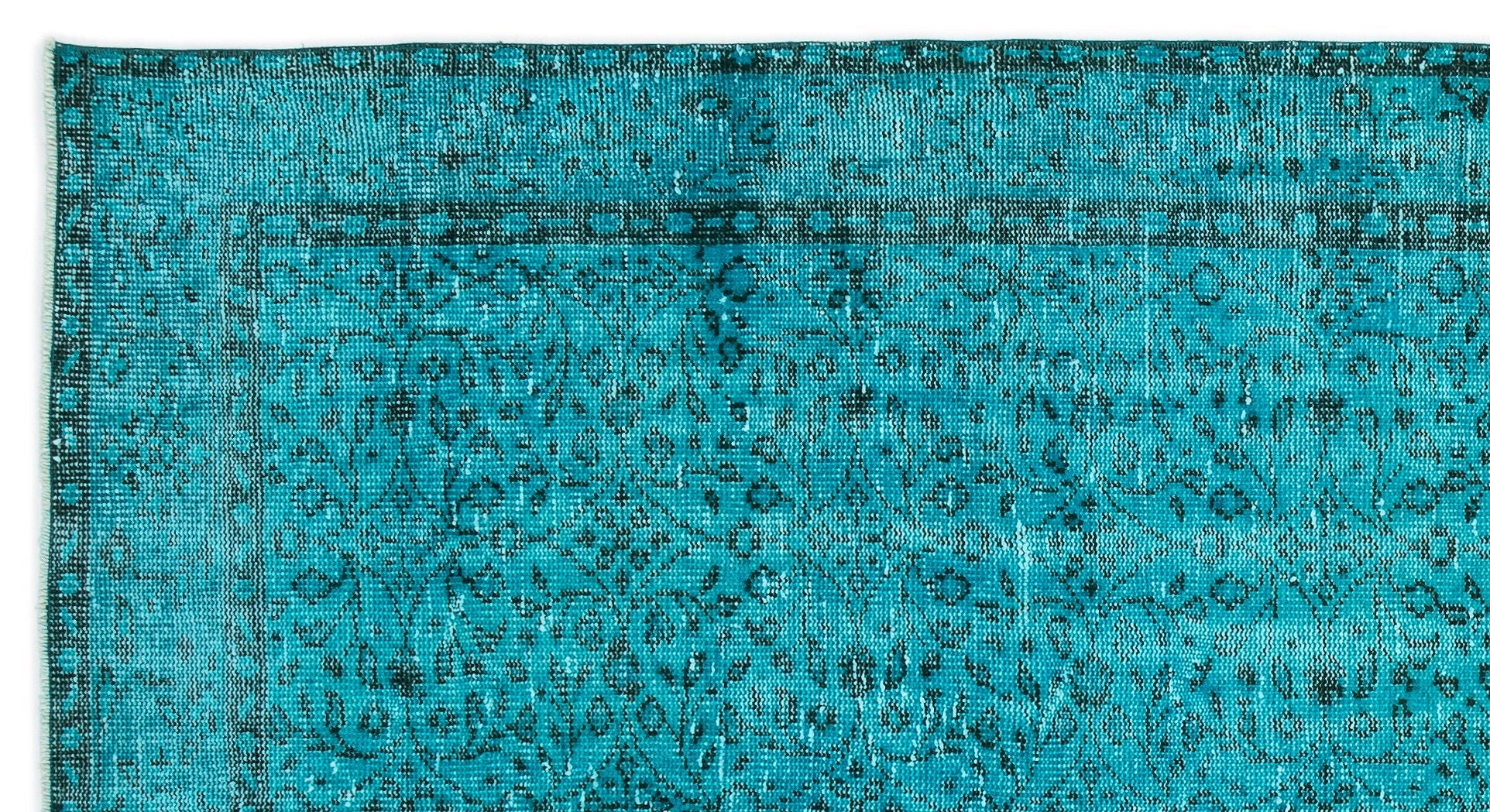 Atina Turquoise Vintage Wool Handmade Area Rug 4'11" x 9'2"