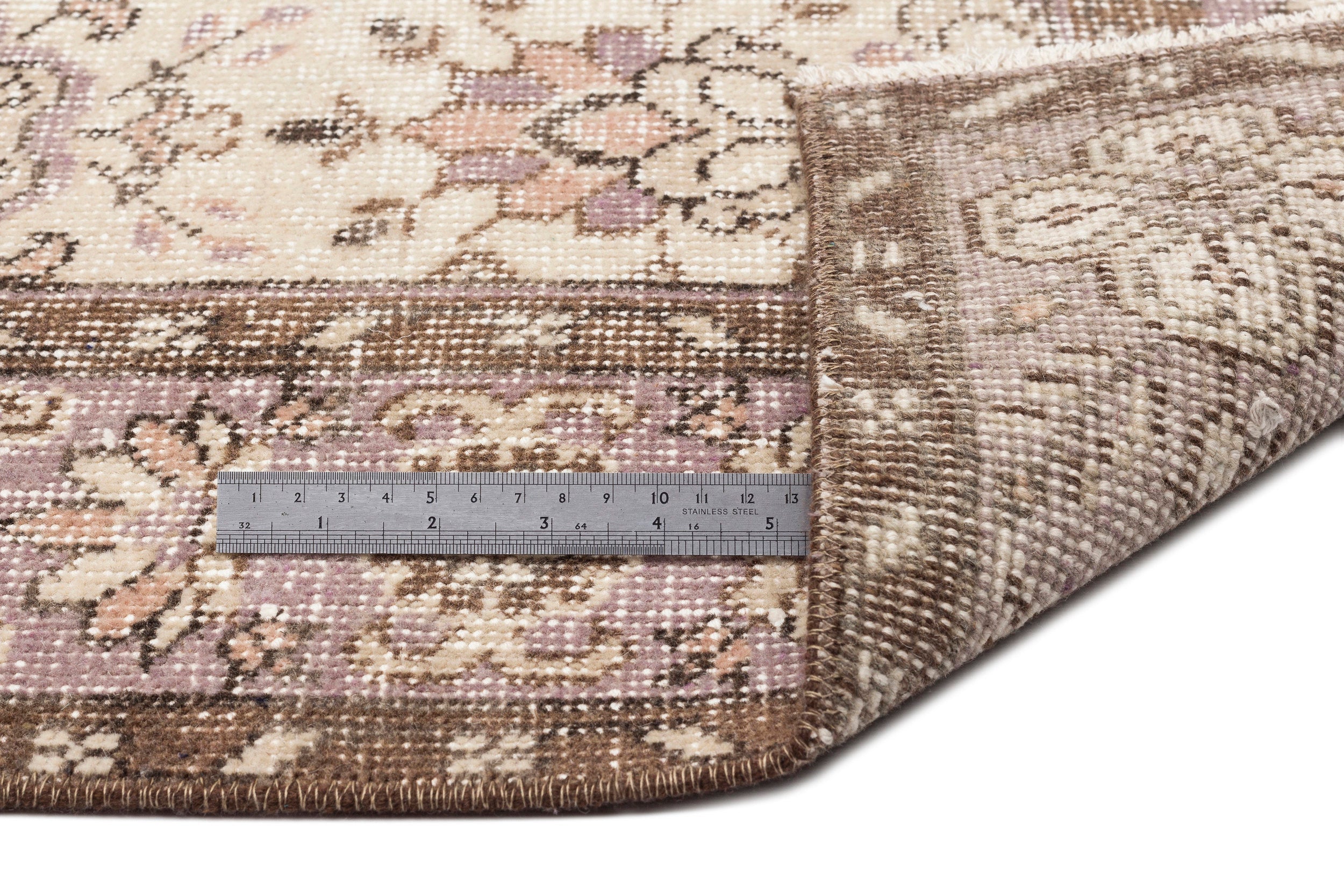 Atina Beige Vintage Wool Handmade Area Rug 5'9" x 8'7"