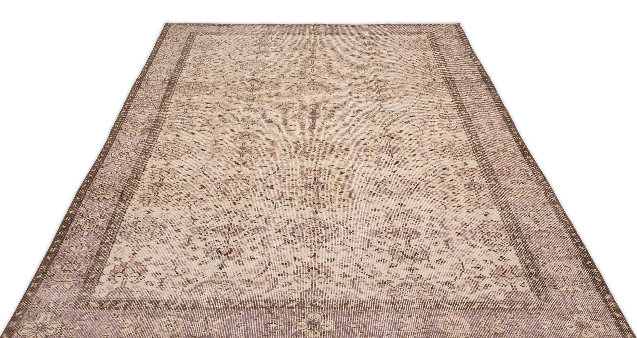 Atina Beige Vintage Wool Handmade Area Rug 5'9" x 8'7"