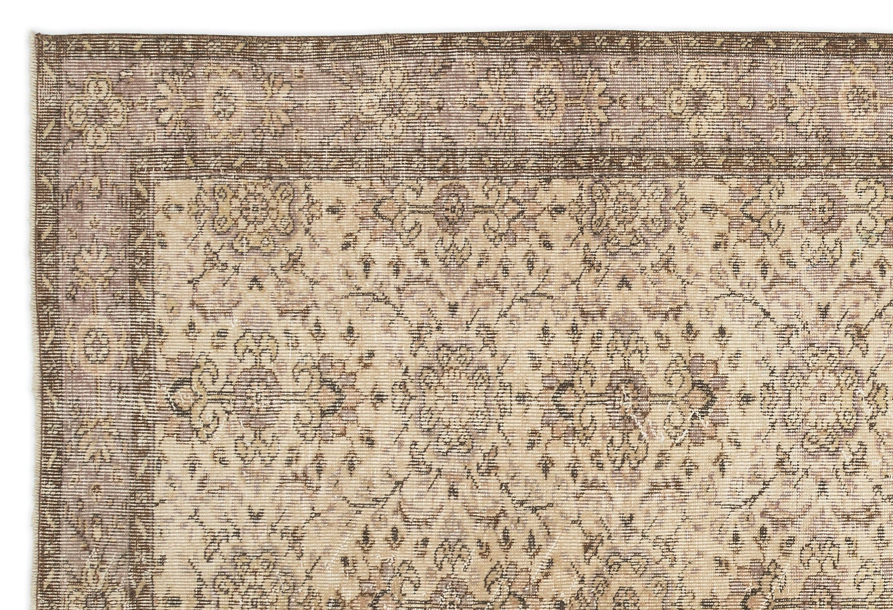 Atina Beige Vintage Wool Handmade Area Rug 5'9" x 8'7"