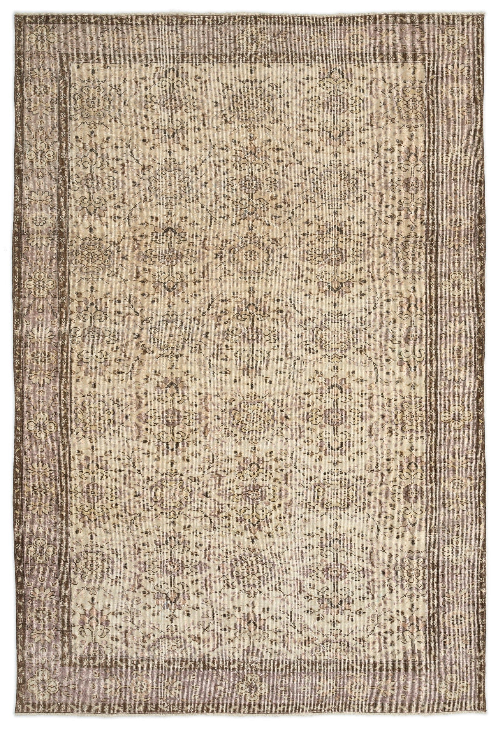 Atina Beige Vintage Wool Handmade Area Rug 5'9" x 8'7"