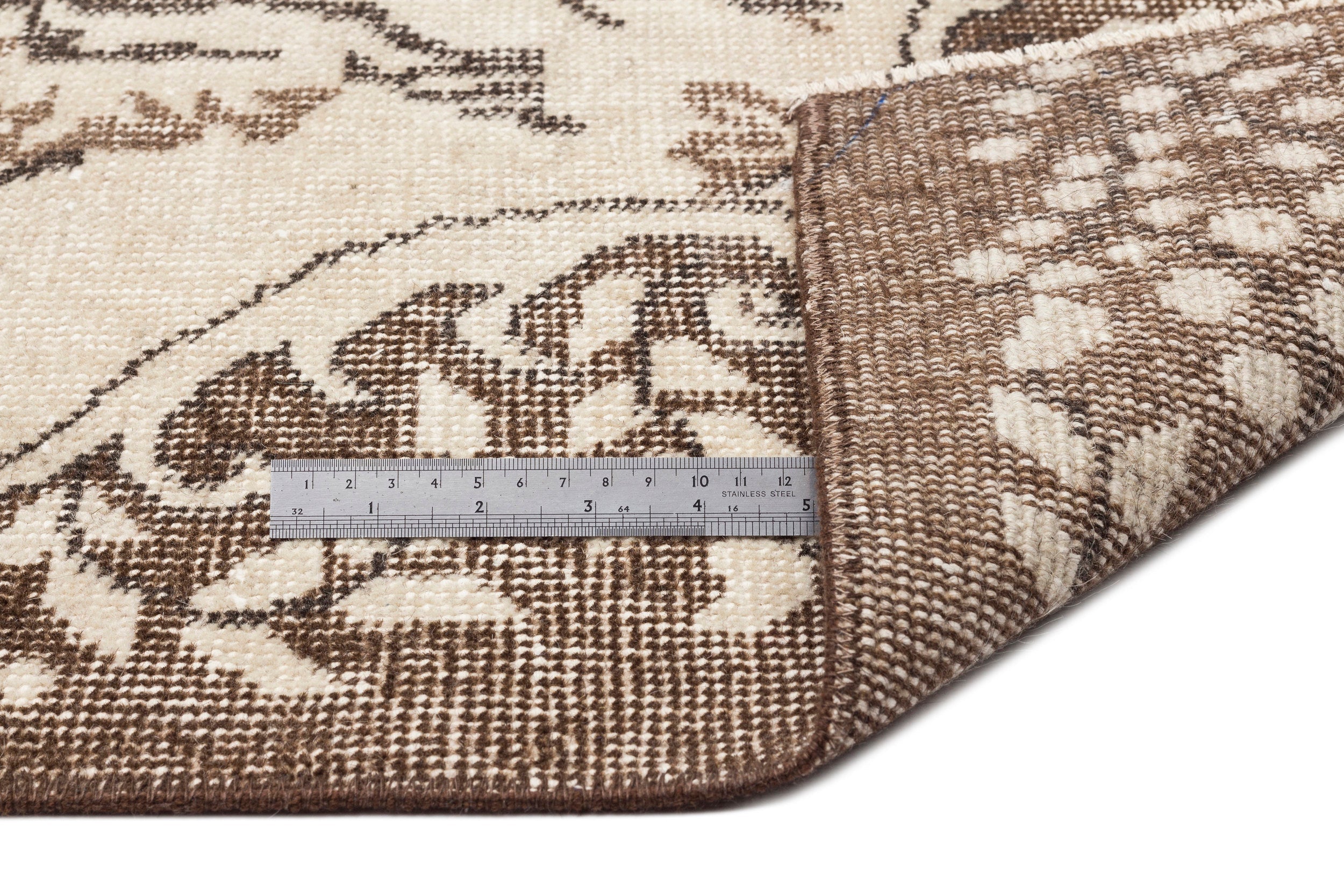 Atina Beige Vintage Wool Handmade Area Rug 6'3" x 9'11"
