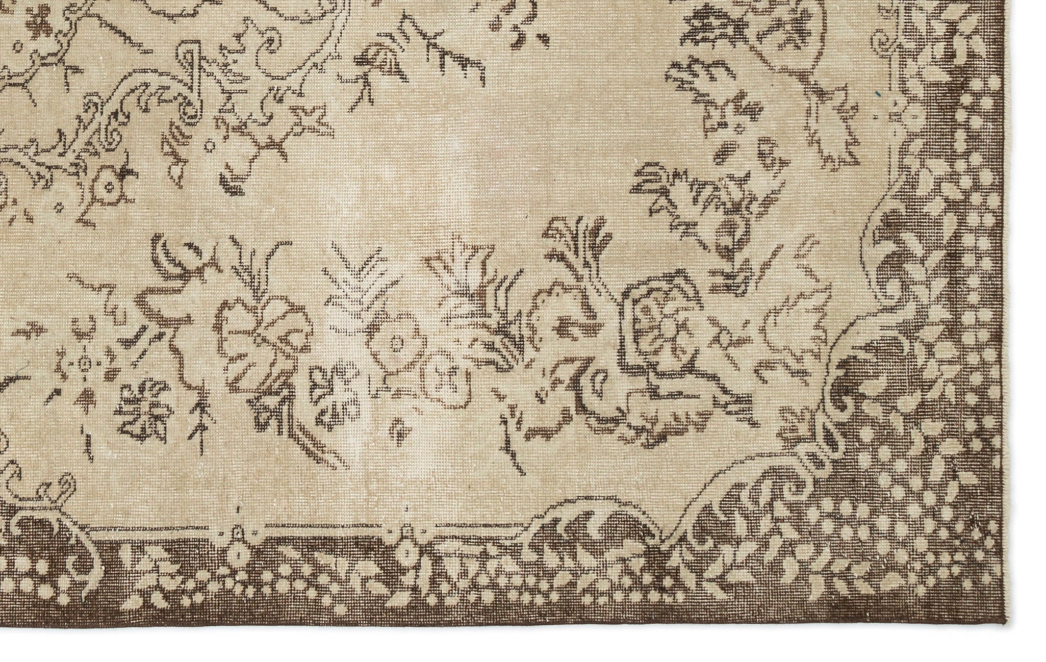 Atina Beige Vintage Wool Handmade Area Rug 6'3" x 9'11"