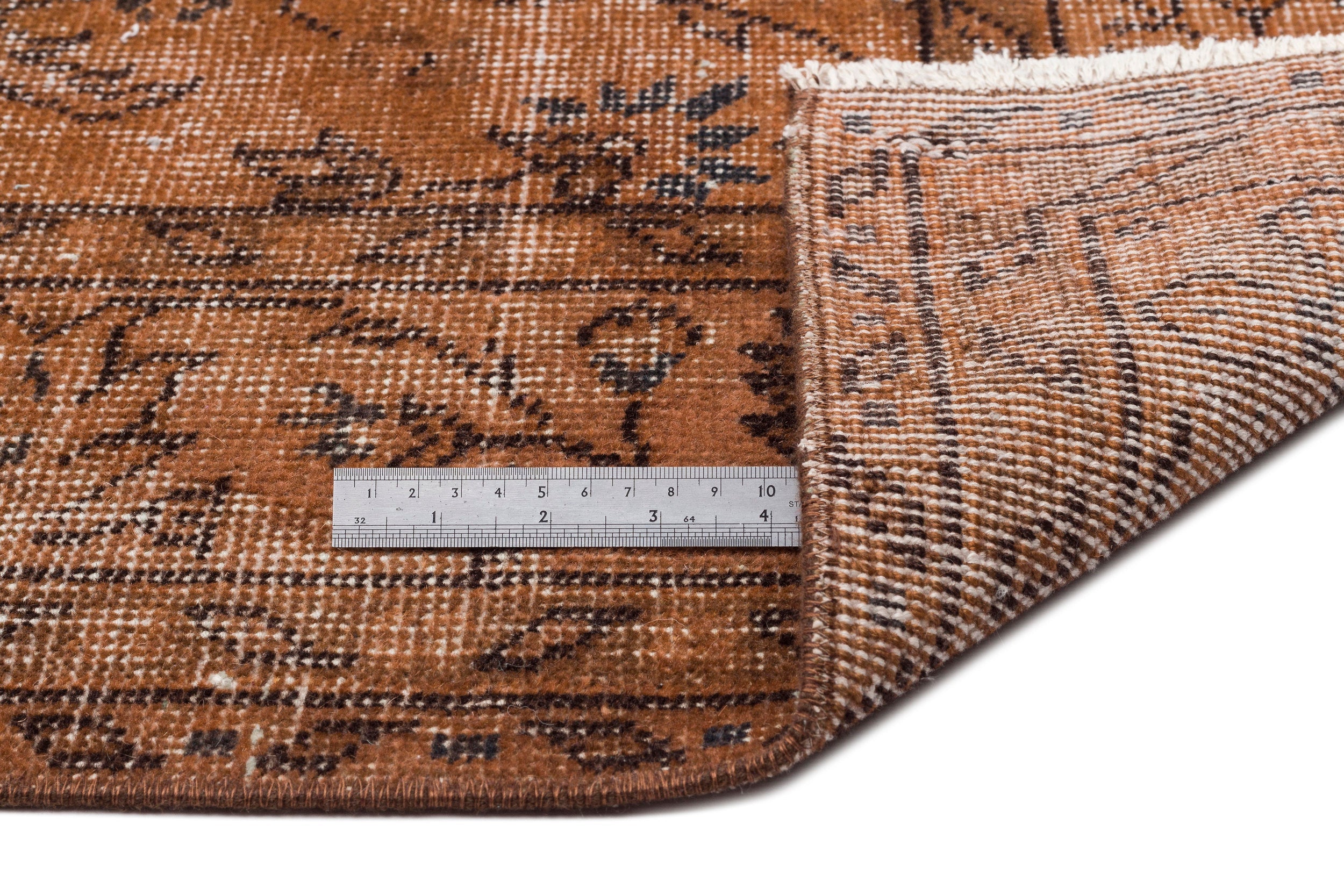 Atina Brown Vintage Wool Handmade Area Rug 6'4" x 10'2"