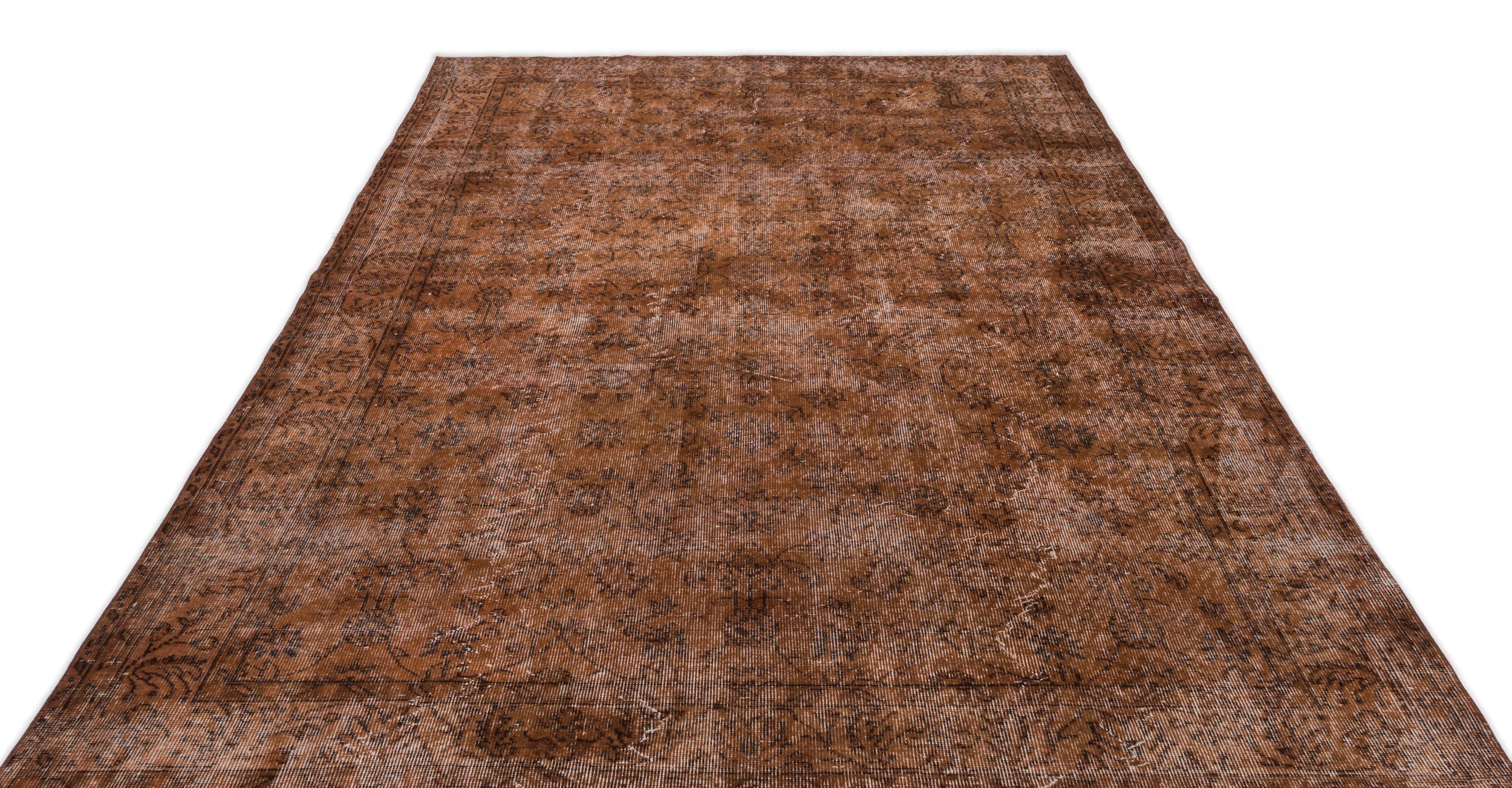 Atina Brown Vintage Wool Handmade Area Rug 6'4" x 10'2"