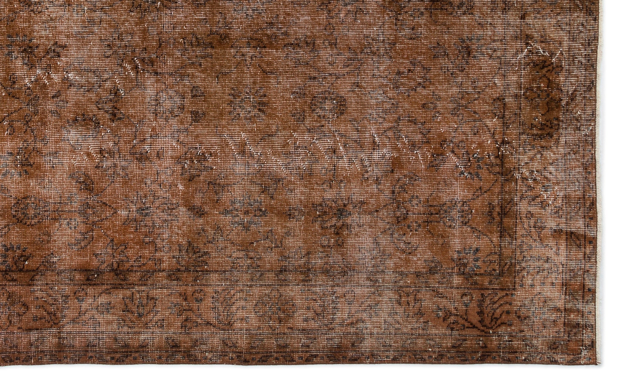 Atina Brown Vintage Wool Handmade Area Rug 6'4" x 10'2"