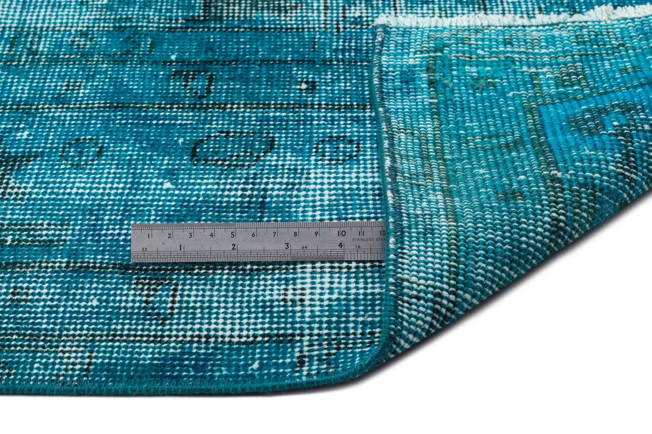 Atina Turquoise Vintage Wool Handmade Area Rug 6'9" x 10'9"