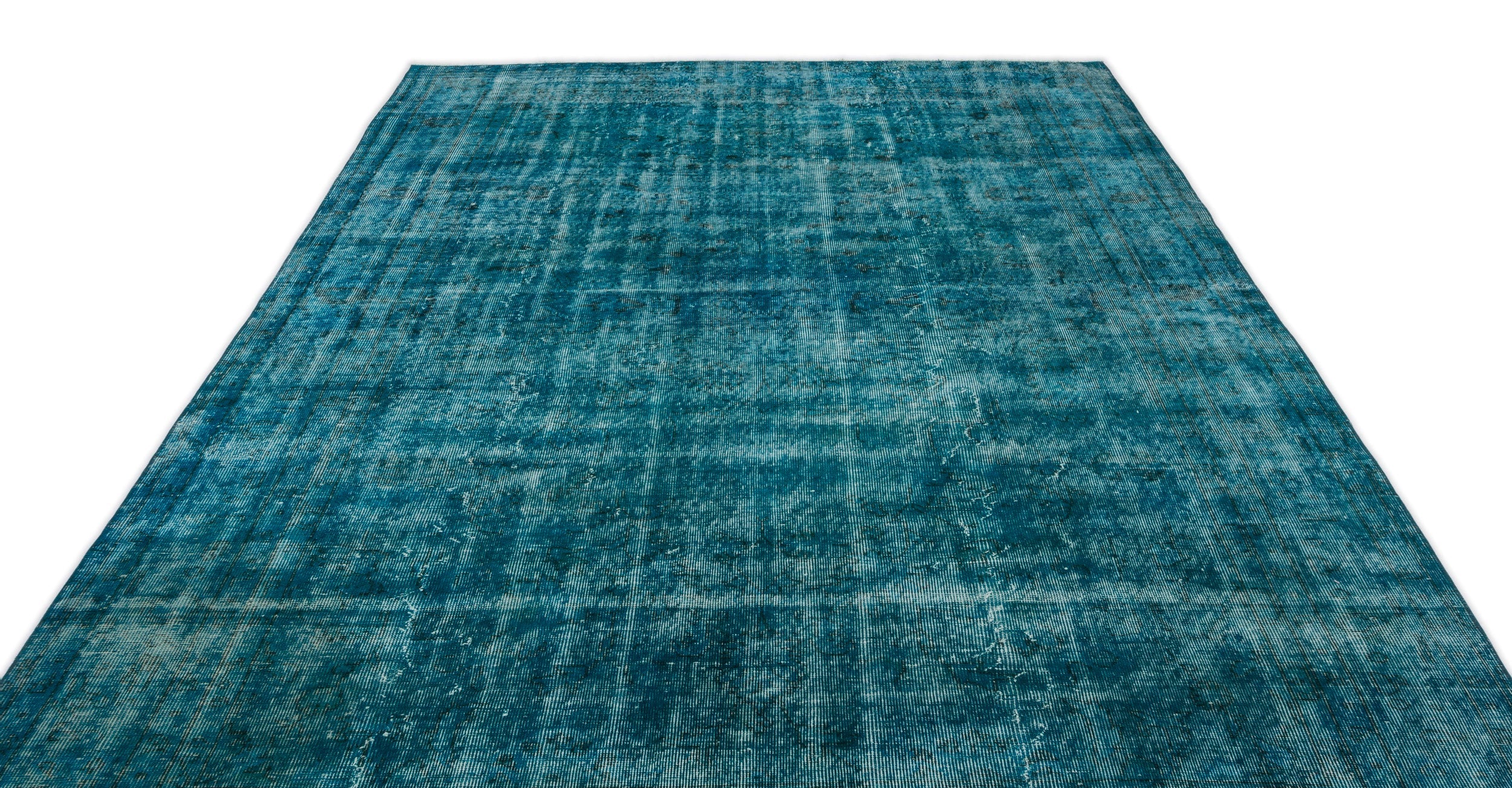 Atina Turquoise Vintage Wool Handmade Area Rug 6'9" x 10'9"