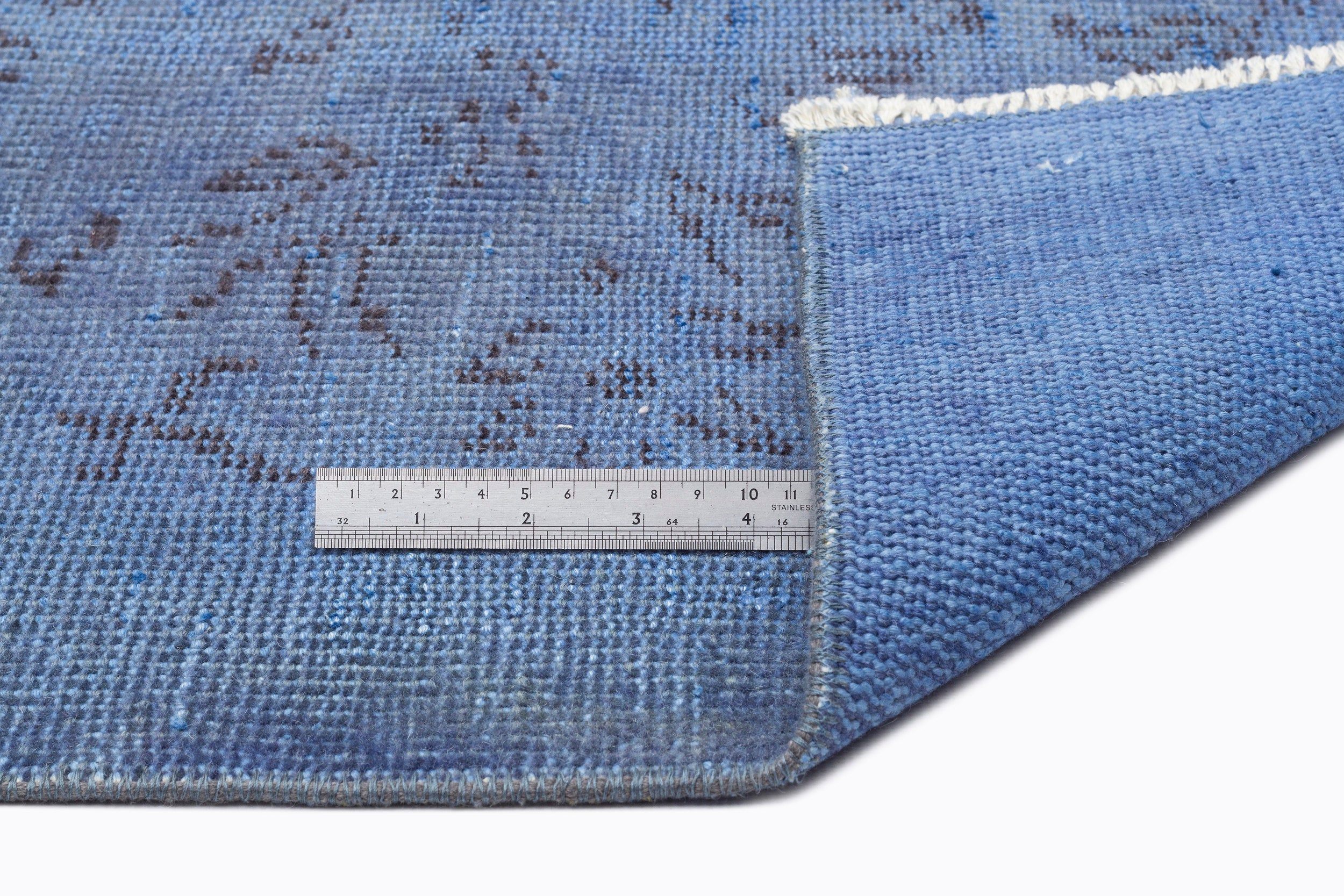Atina Blue Vintage Wool Handmade Area Rug 4'10" x 8'4"