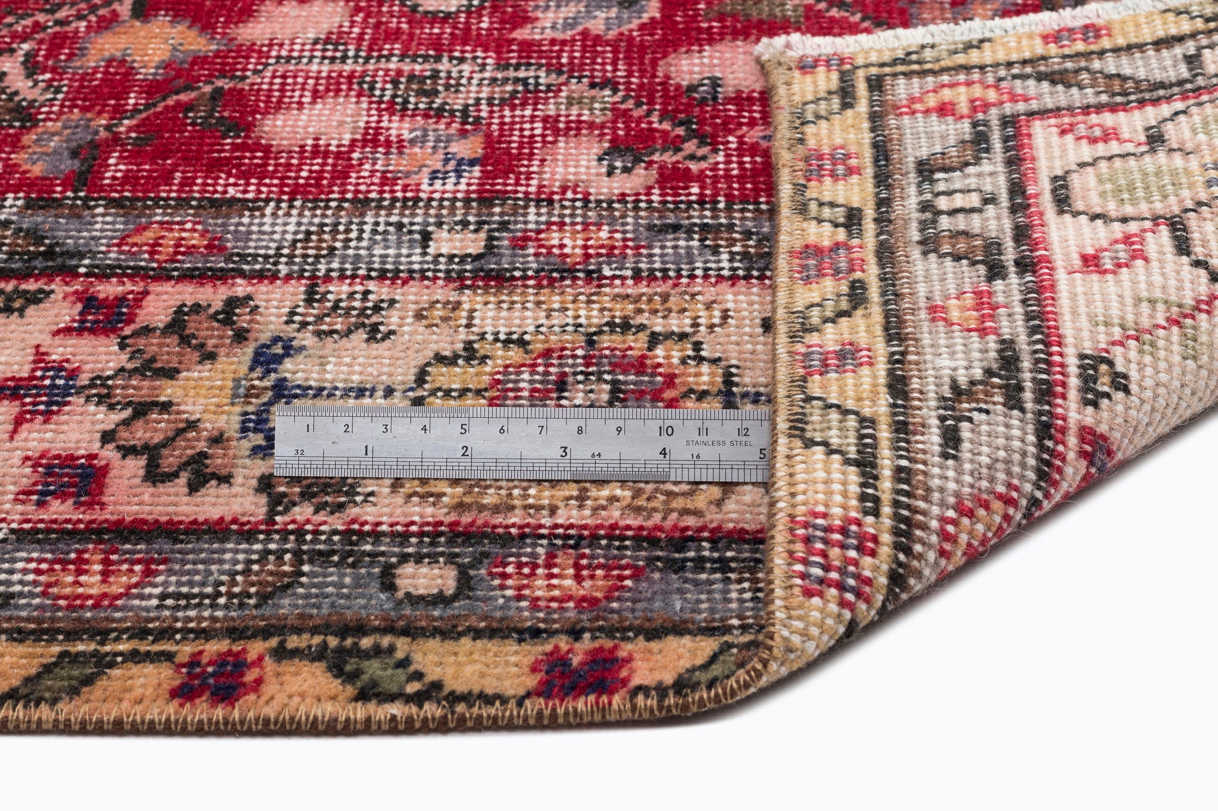 Atina Red Vintage Wool Handmade Area Rug 4'11" x 8'8"