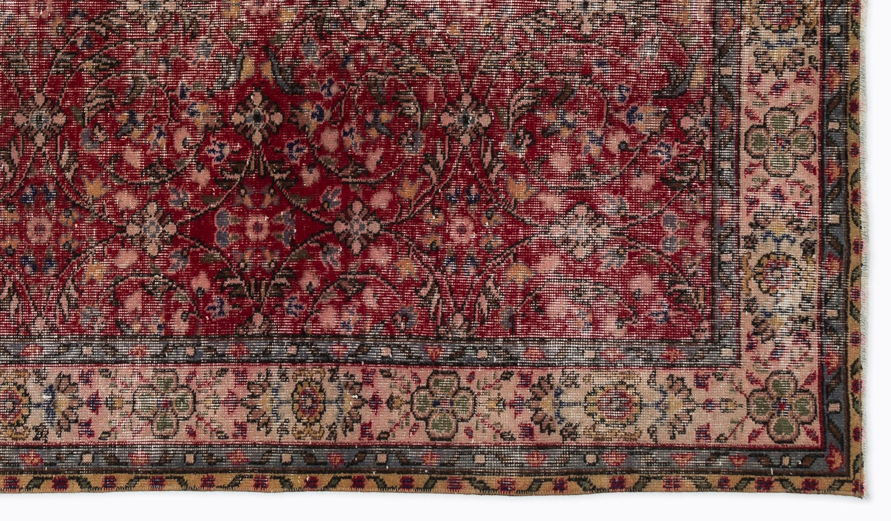 Atina Red Vintage Wool Handmade Area Rug 4'11" x 8'8"