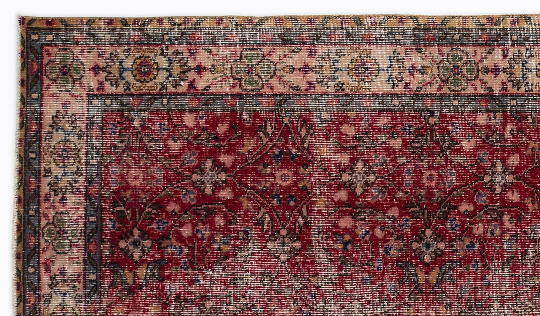 Atina Red Vintage Wool Handmade Area Rug 4'11" x 8'8"