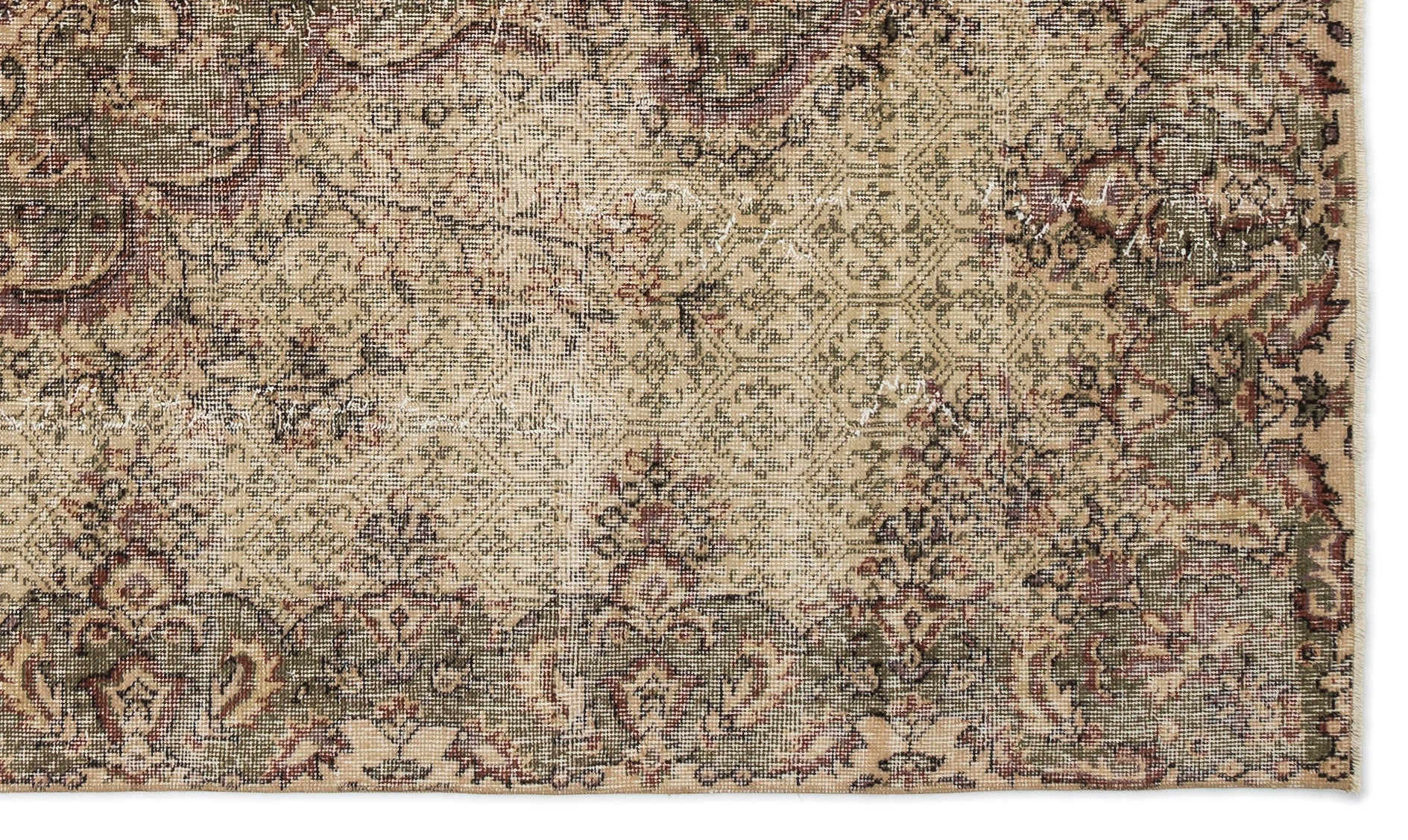 Atina Beige Vintage Wool Handmade Area Rug 5'5" x 9'2"