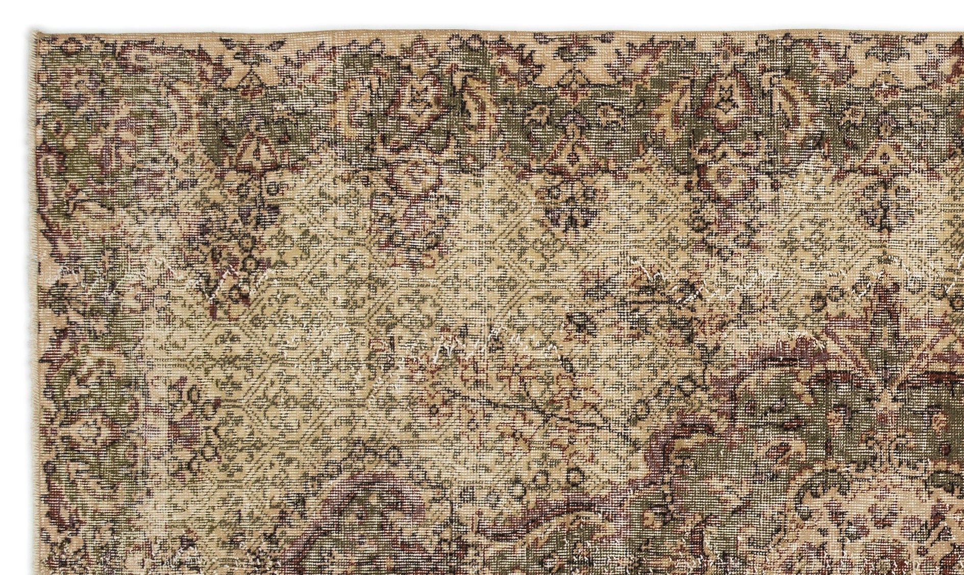 Atina Beige Vintage Wool Handmade Area Rug 5'5" x 9'2"