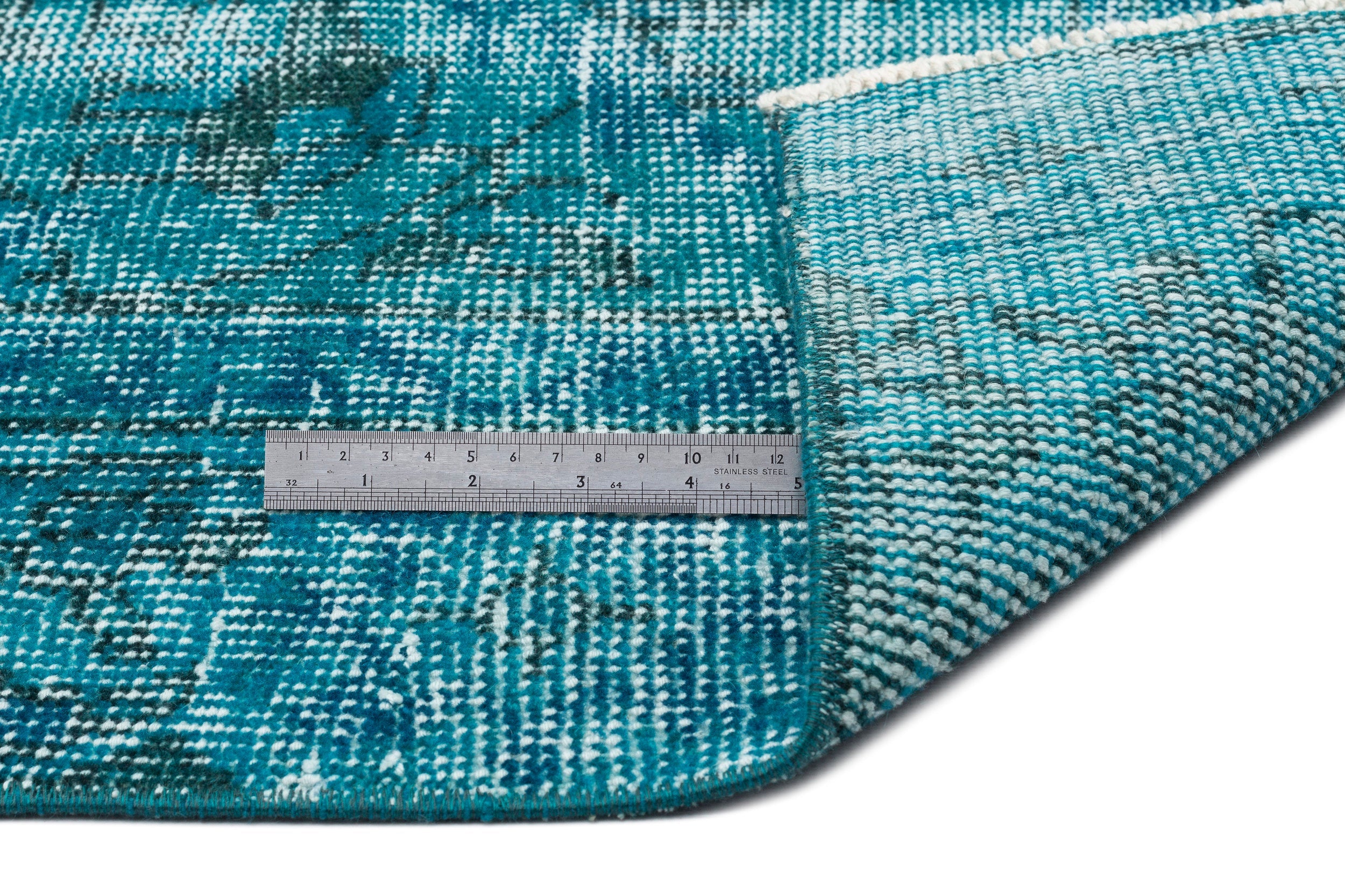 Atina Turquoise Vintage Wool Handmade Area Rug 5'3" x 8'8"