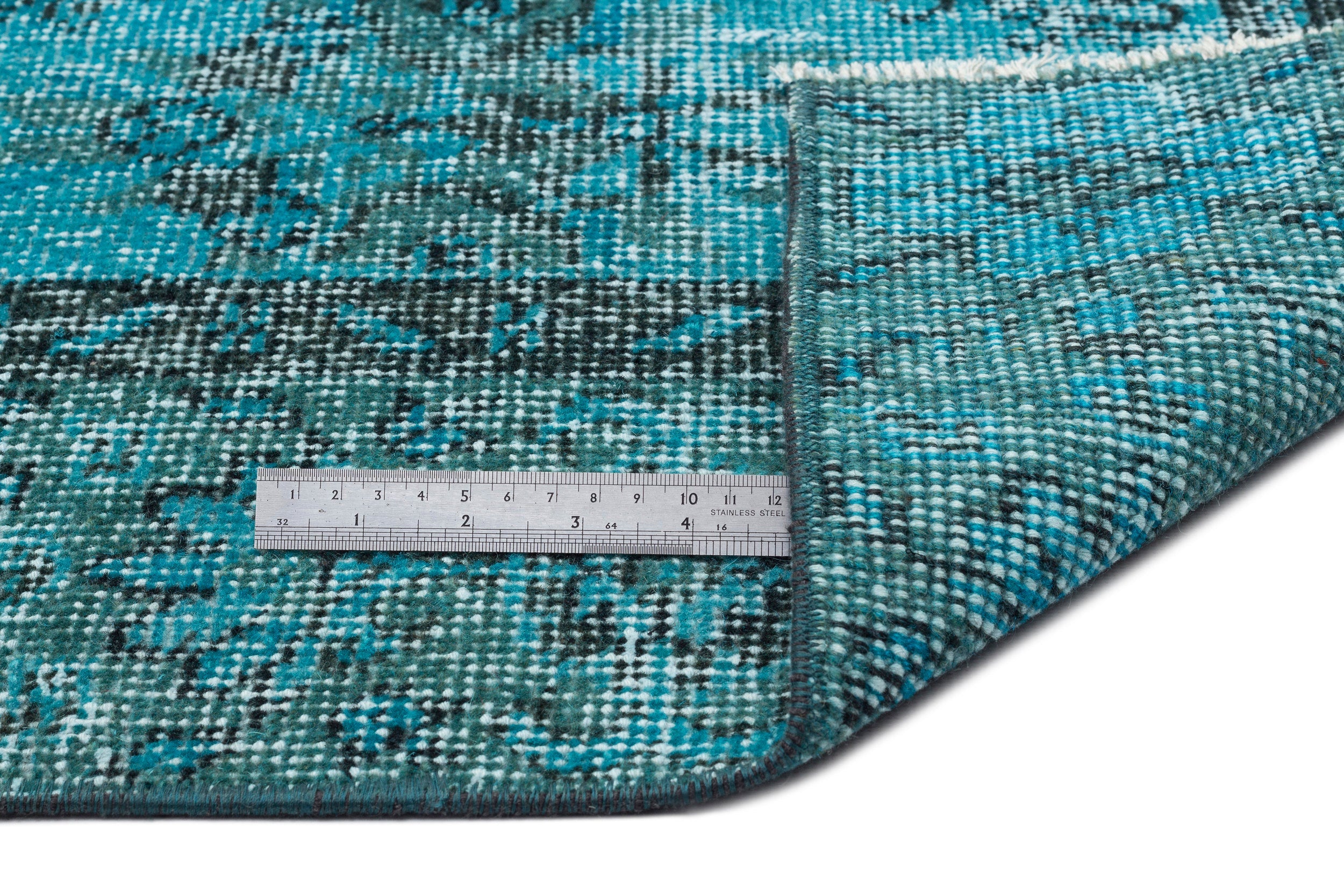 Atina Turquoise Vintage Wool Handmade Area Rug 4'9" x 8'11"