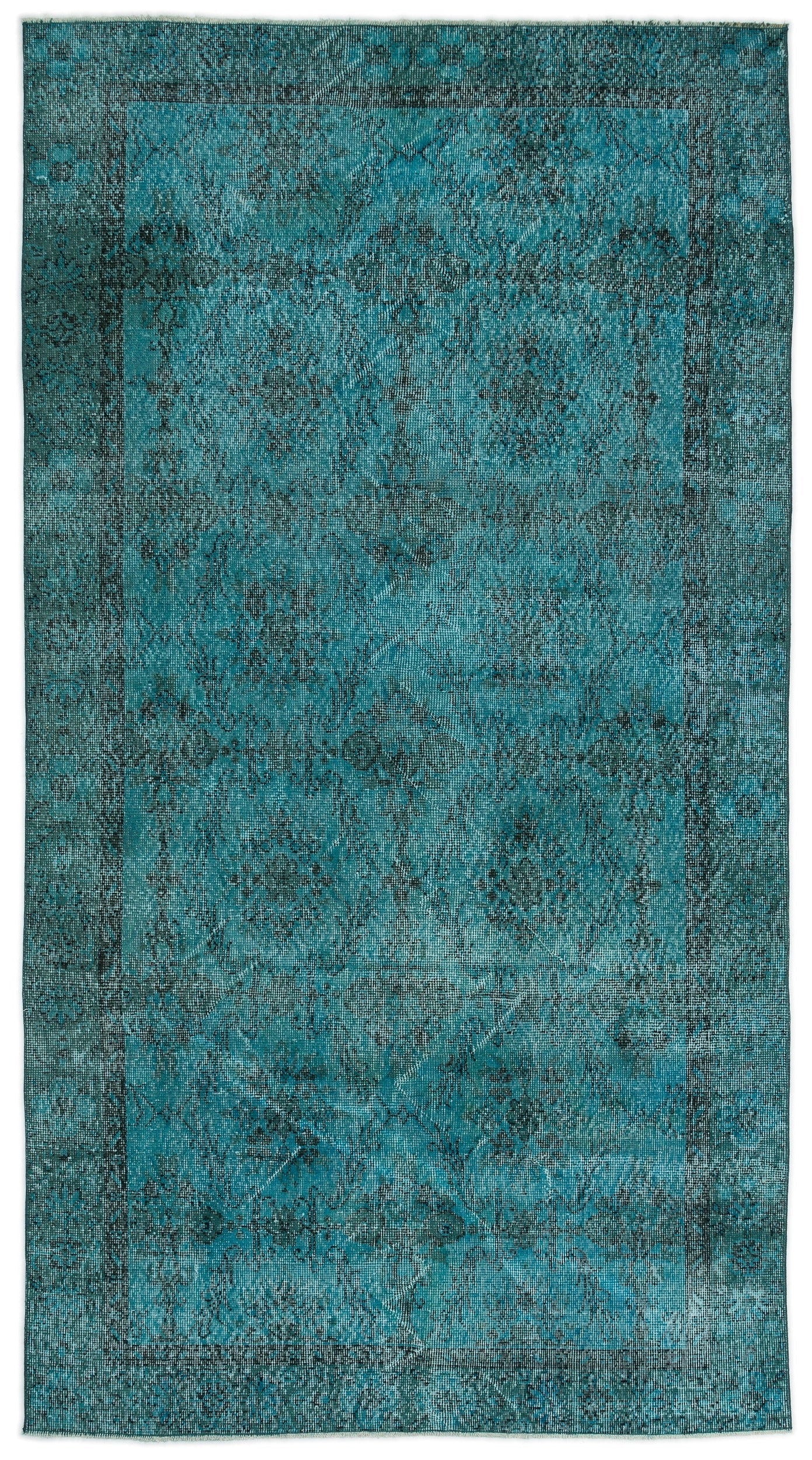 Atina Turquoise Vintage Wool Handmade Area Rug 4'9" x 8'11"