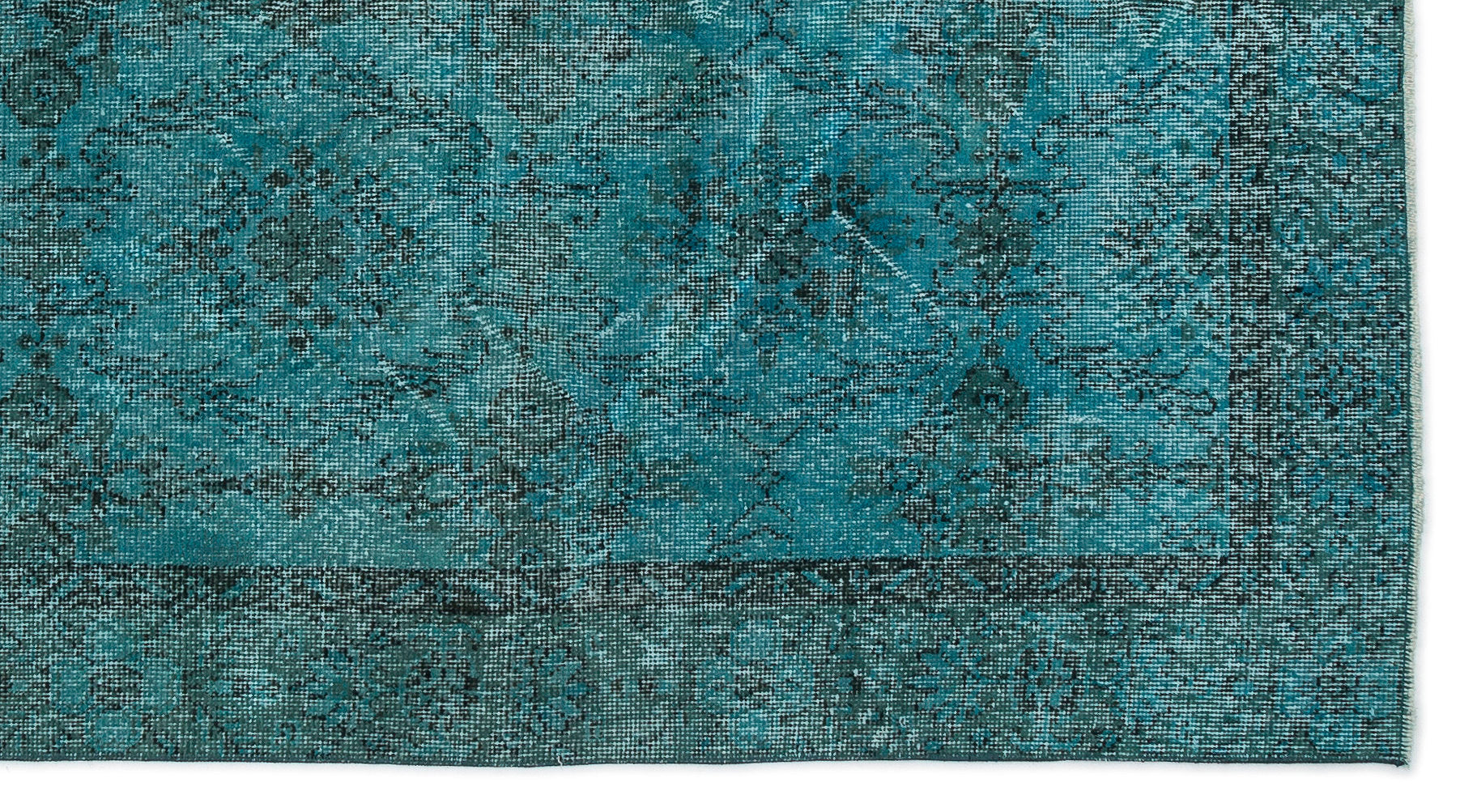 Atina Turquoise Vintage Wool Handmade Area Rug 4'9" x 8'11"