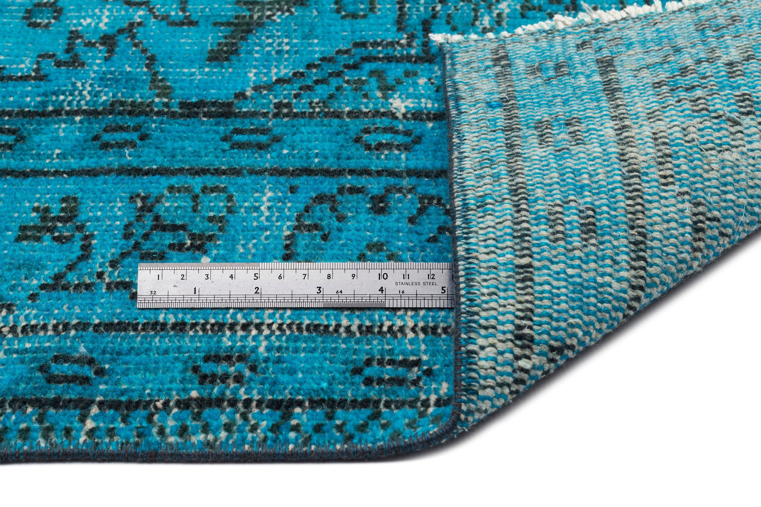 Atina Turquoise Vintage Wool Handmade Area Rug 4'11" x 8'4"