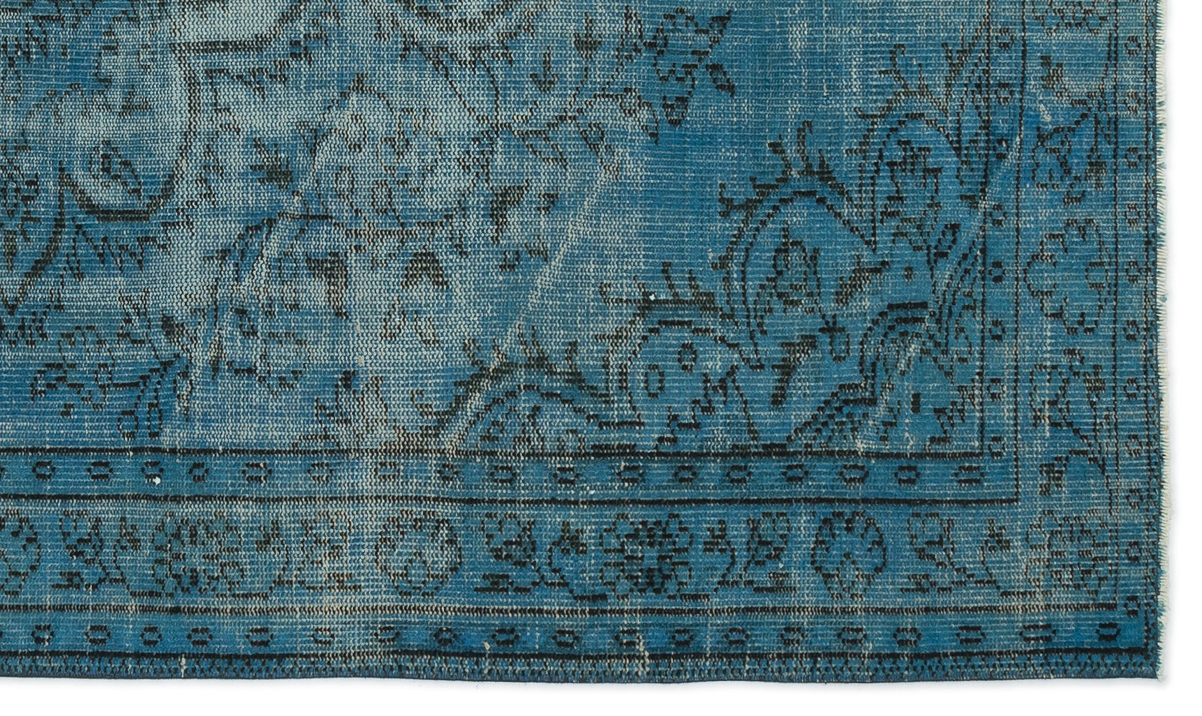 Atina Turquoise Vintage Wool Handmade Area Rug 4'11" x 8'4"