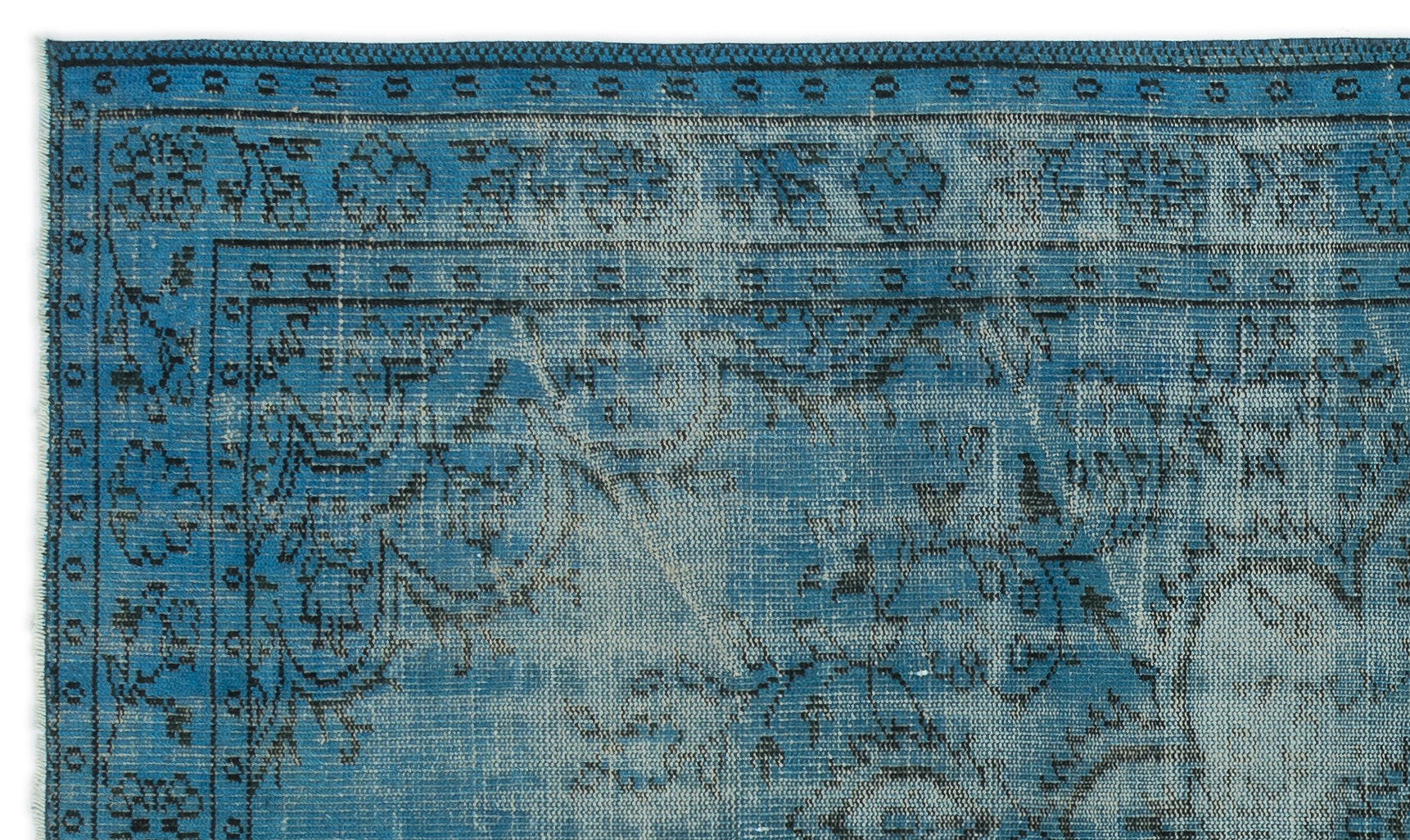 Atina Turquoise Vintage Wool Handmade Area Rug 4'11" x 8'4"