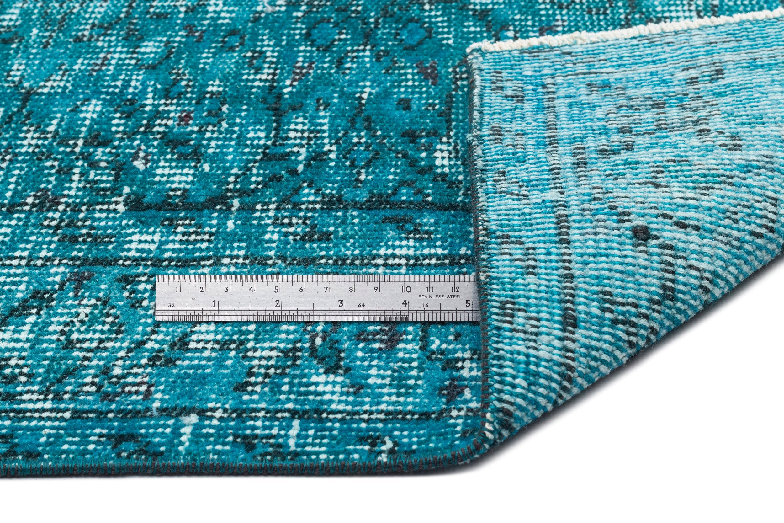 Atina Turquoise Vintage Wool Handmade Area Rug 4'9" x 8'4"