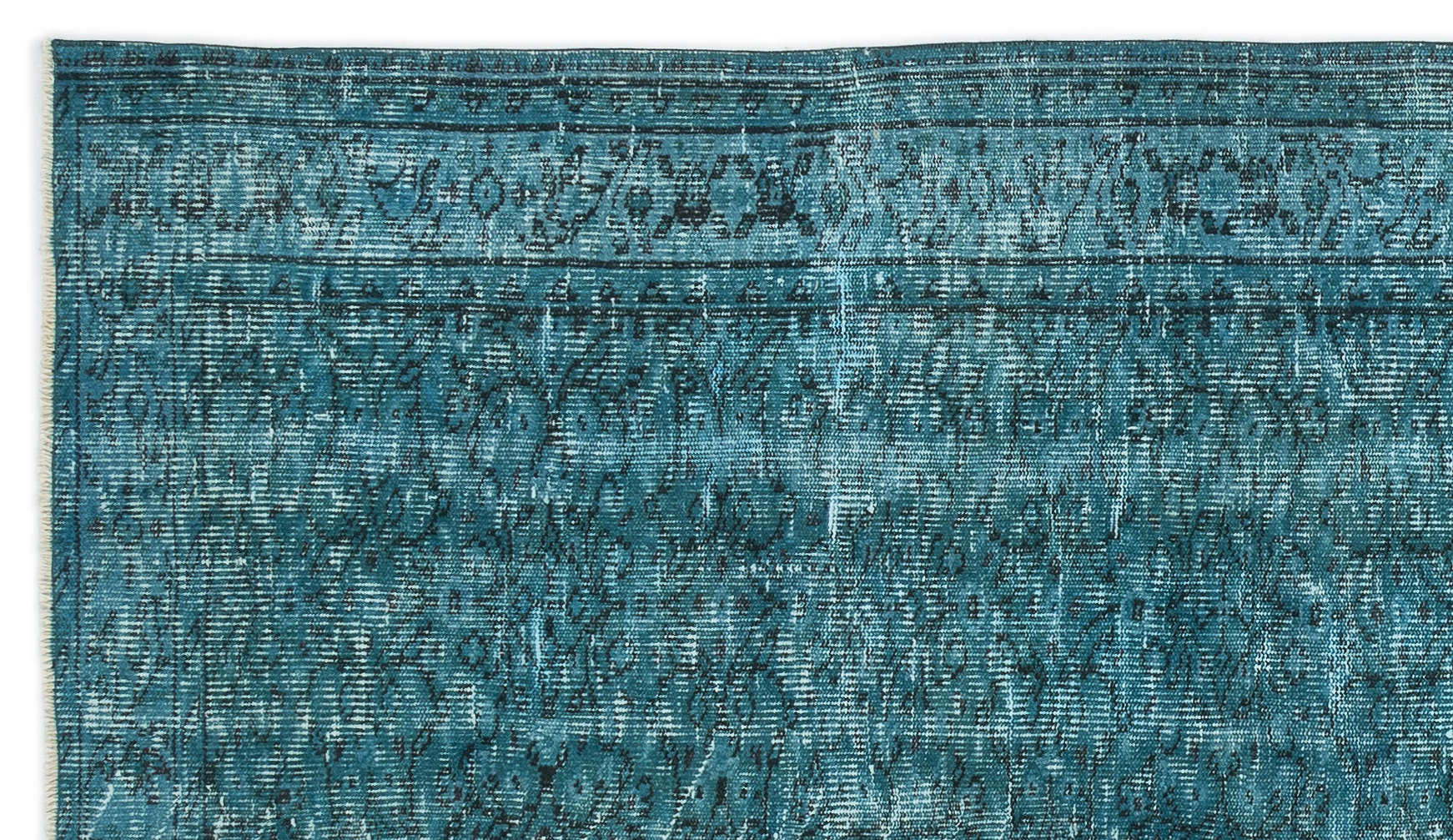 Atina Turquoise Vintage Wool Handmade Area Rug 4'9" x 8'4"