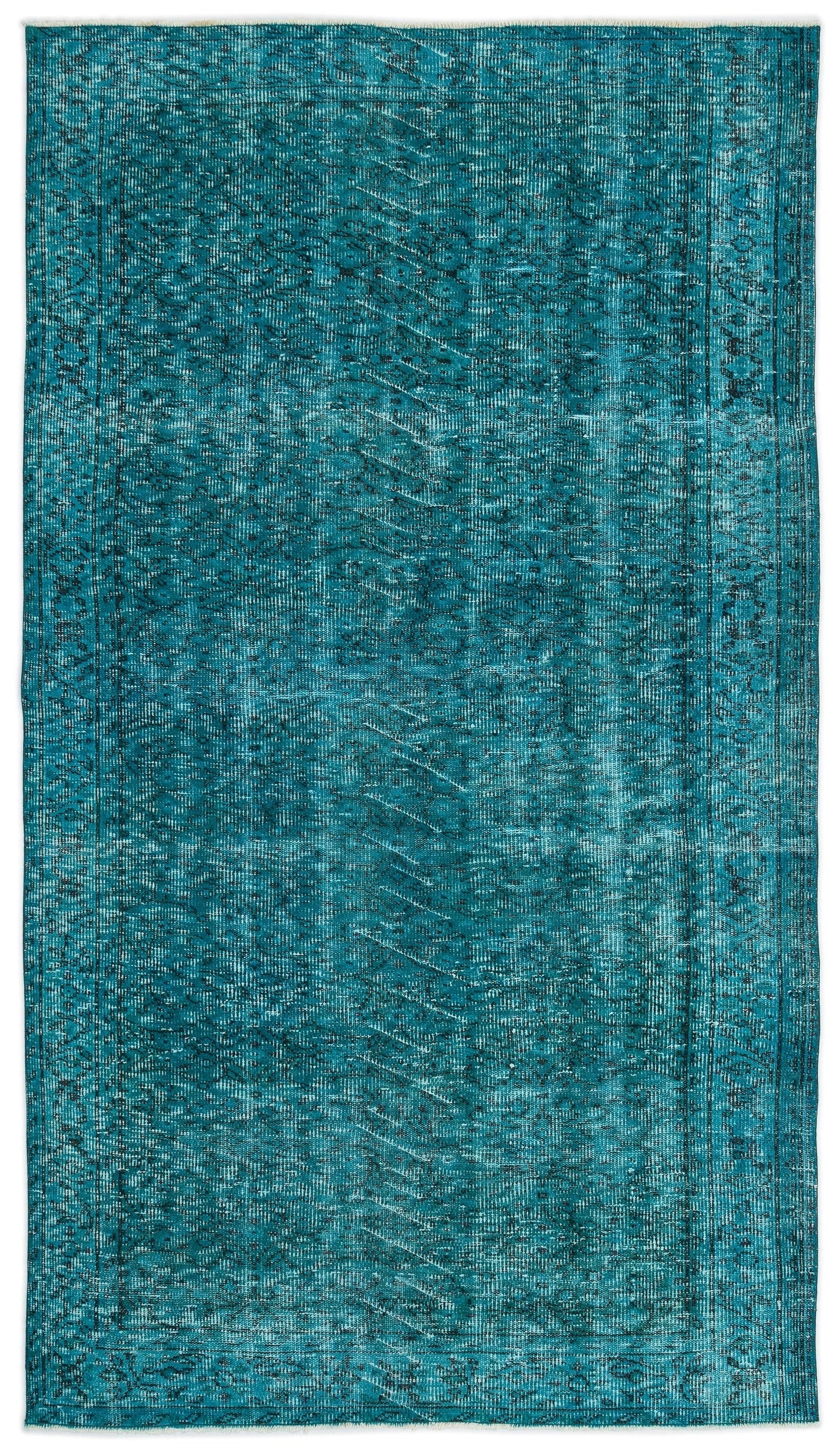 Atina Turquoise Vintage Wool Handmade Area Rug 4'9" x 8'4"