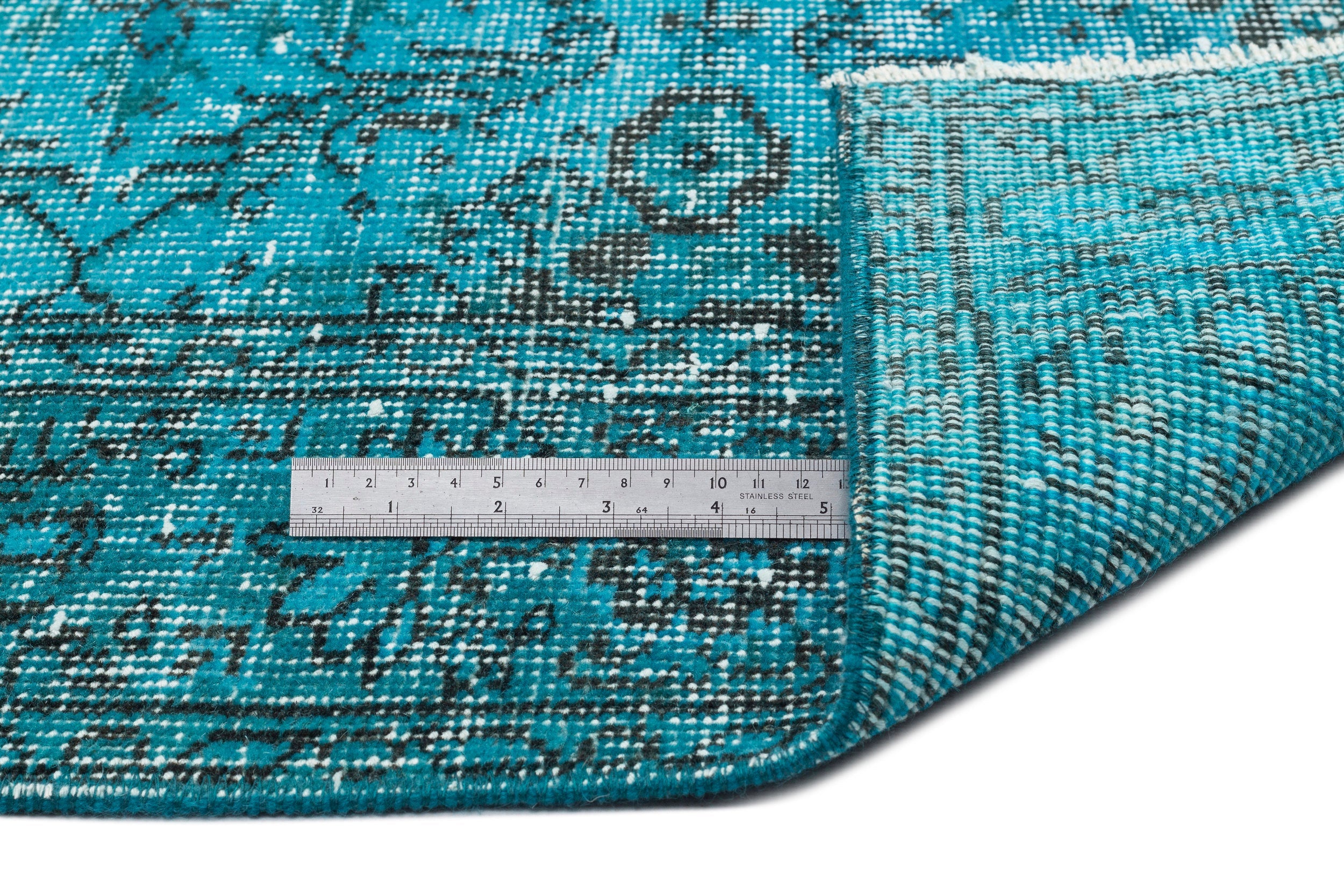 Atina Turquoise Vintage Wool Handmade Area Rug 4'10" x 8'8"