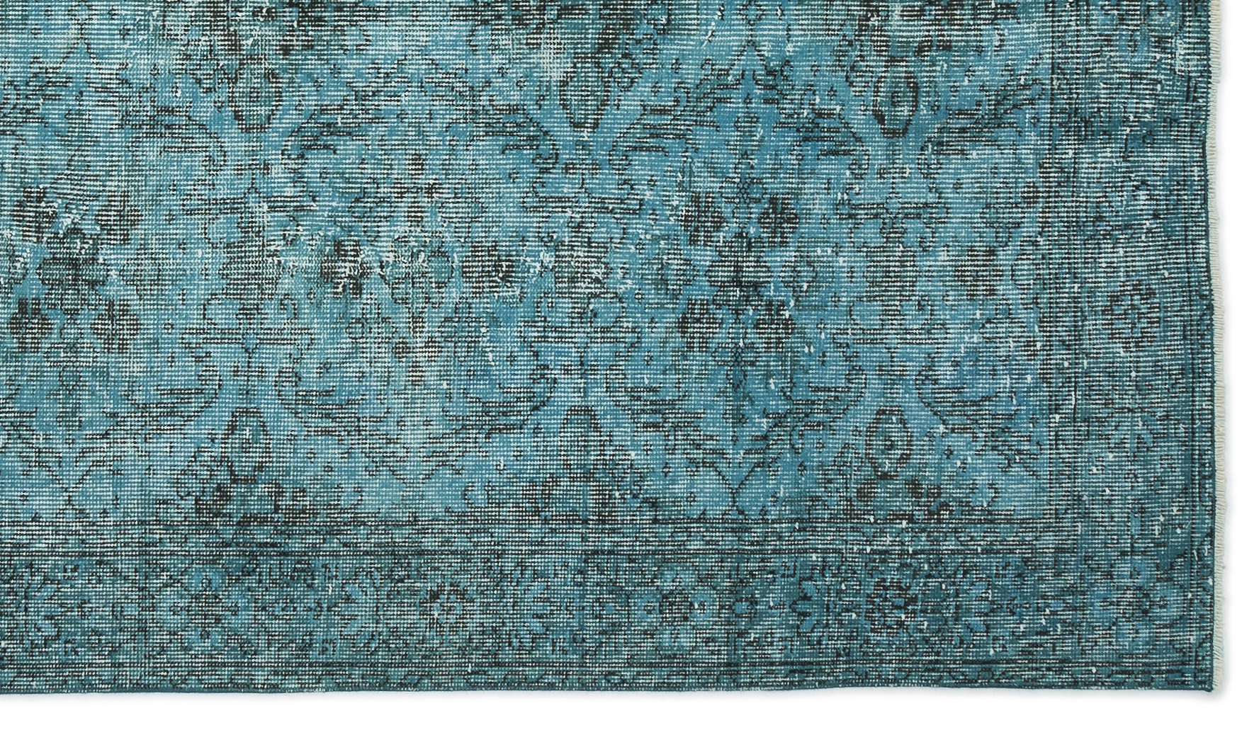 Atina Turquoise Vintage Wool Handmade Area Rug 4'10" x 8'8"