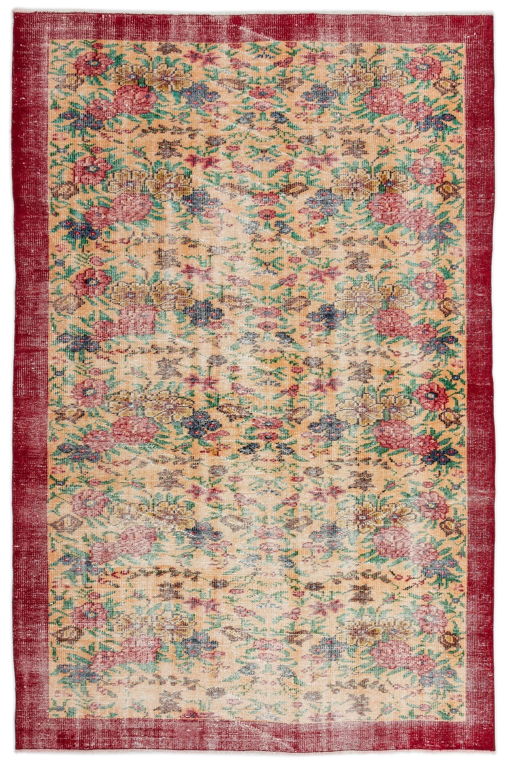 Atina Cream Vintage Wool Handmade Area Rug 5'8" x 8'7"
