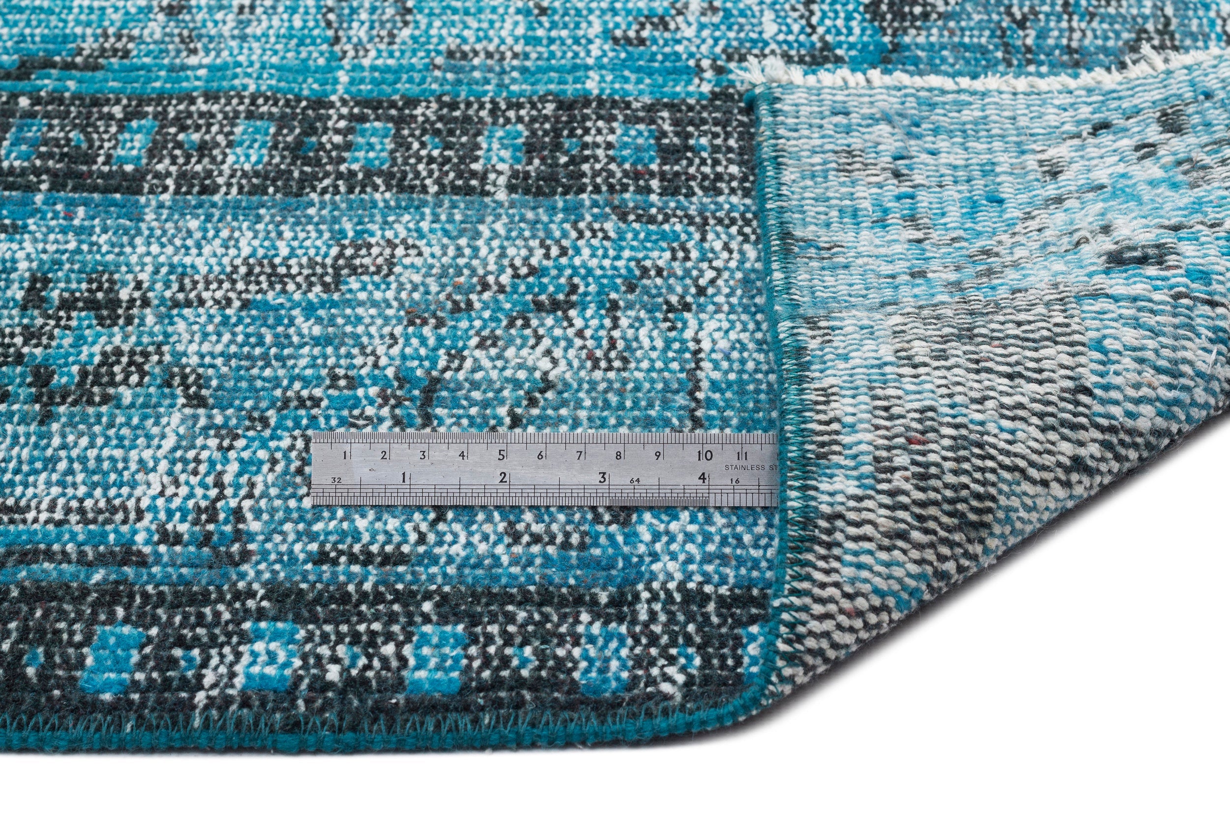 Atina Turquoise Vintage Wool Handmade Area Rug 5'0" x 8'6"