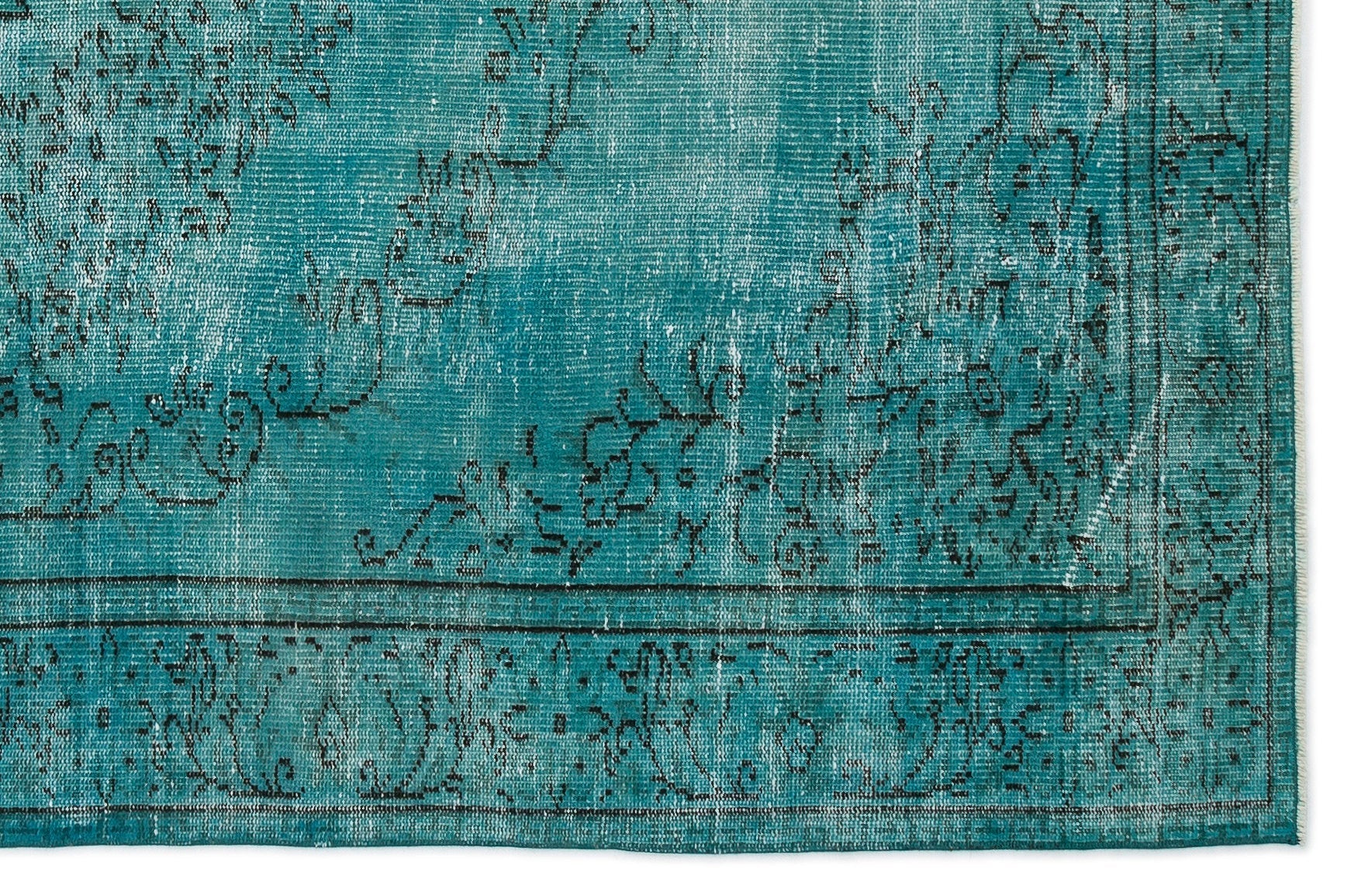 Atina Turquoise Vintage Wool Handmade Area Rug 5'6" x 8'6"