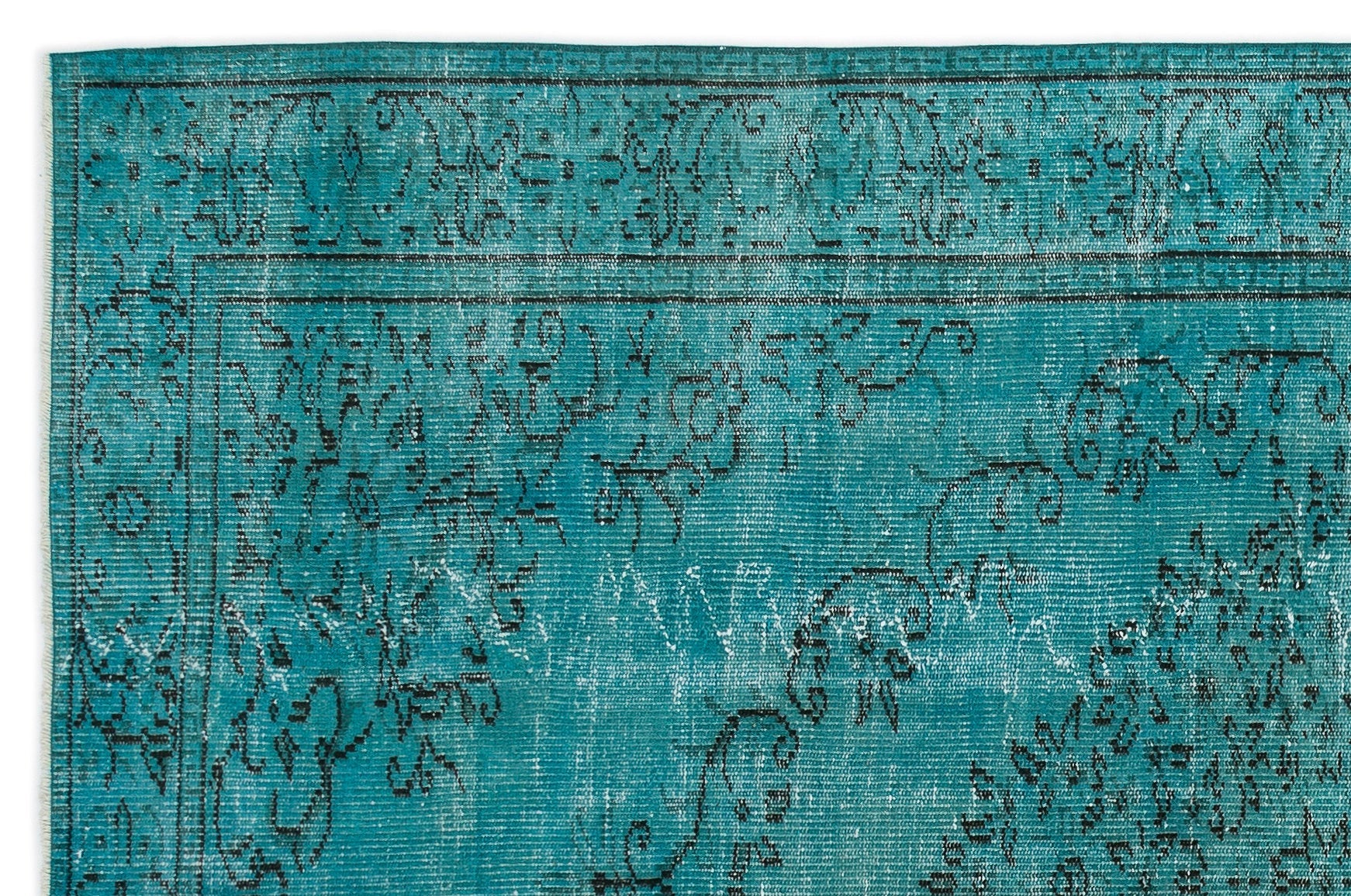 Atina Turquoise Vintage Wool Handmade Area Rug 5'6" x 8'6"