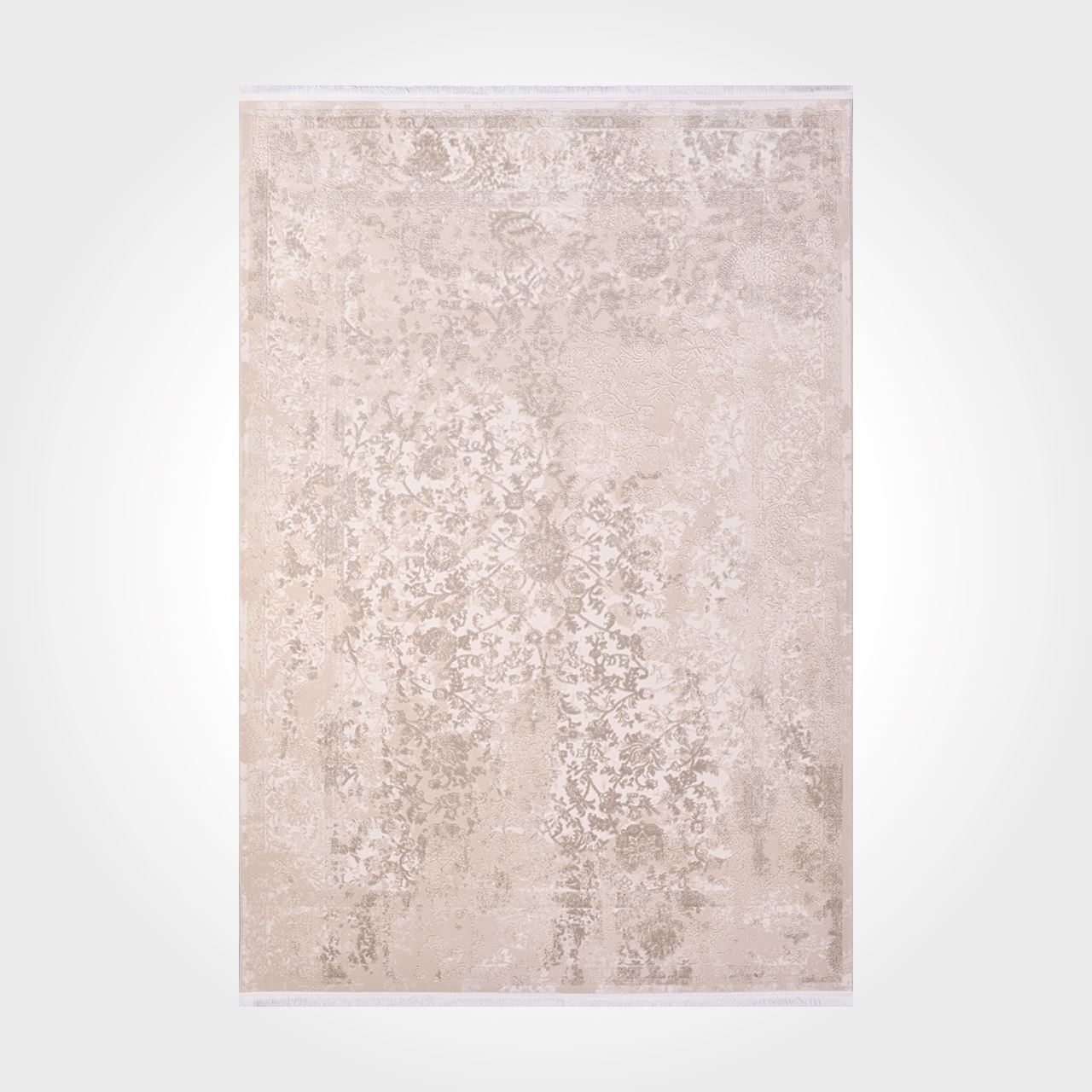 Bamboo Viscose Area Rug – Classic Machine Made Cream Rug with Overlocked Edge