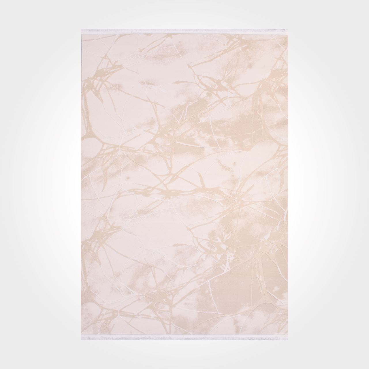Modern Bamboo Area Rug – Machine Made Cream Viscose Rug with Overlocked Edge