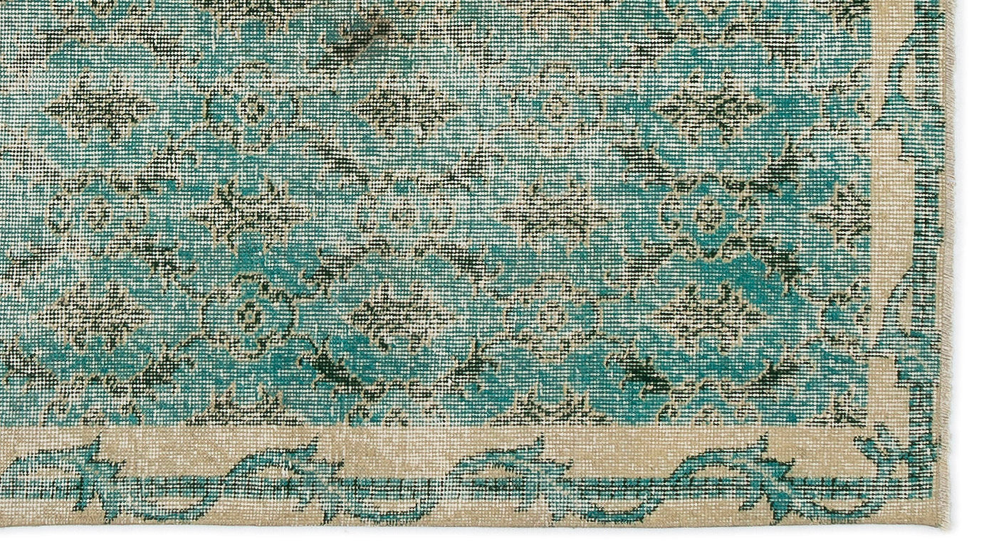 Atina Turquoise Vintage Wool Handmade Area Rug 3'8" x 6'8"