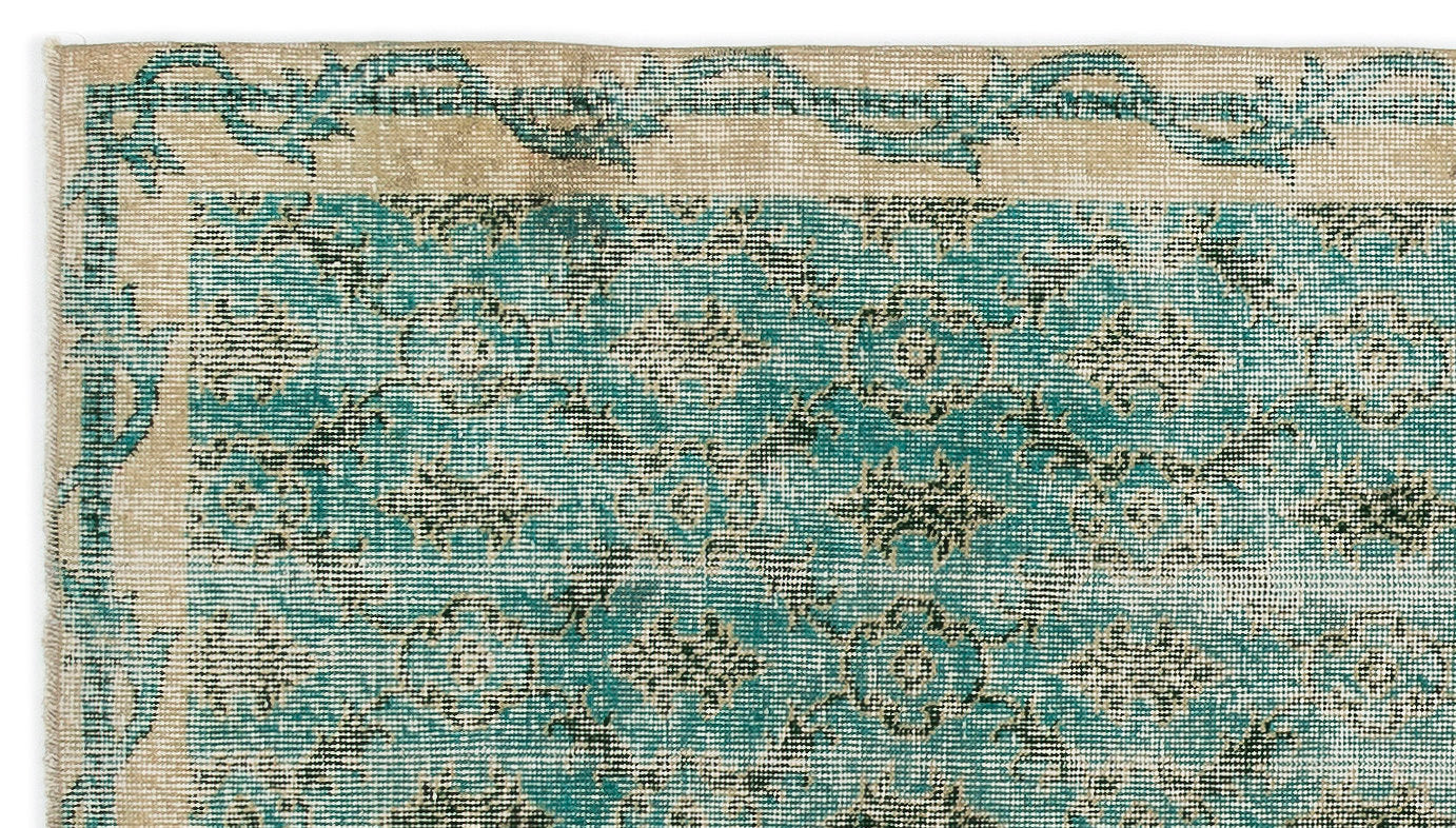 Atina Turquoise Vintage Wool Handmade Area Rug 3'8" x 6'8"