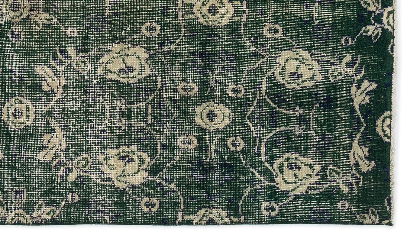 Atina Green Vintage Wool Handmade Area Rug 3'8" x 6'7"