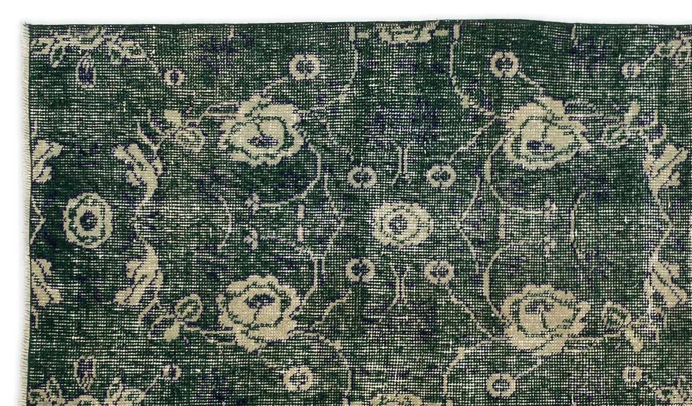 Atina Green Vintage Wool Handmade Area Rug 3'8" x 6'7"