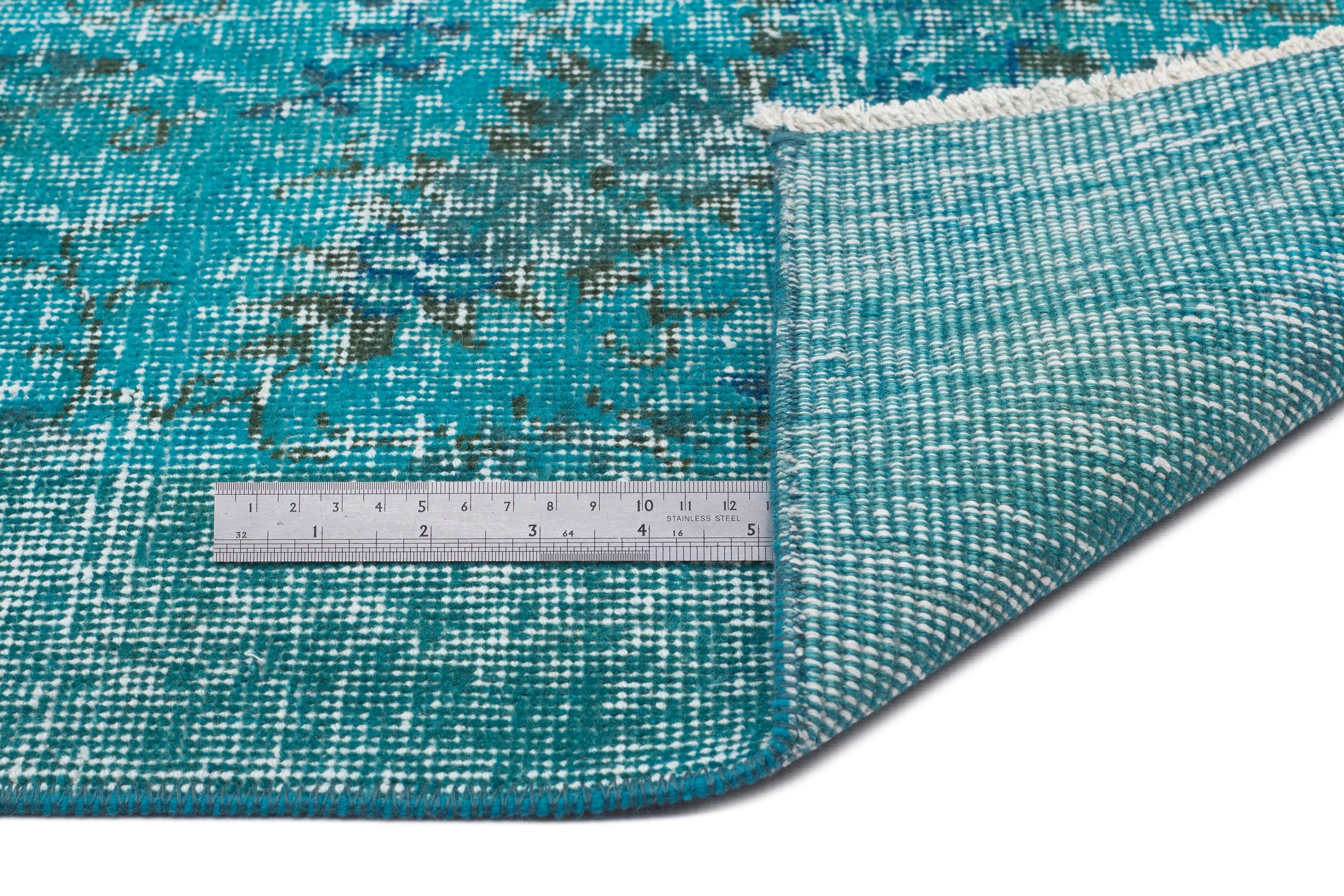 Atina Turquoise Vintage Wool Handmade Area Rug 3'8" x 6'5"