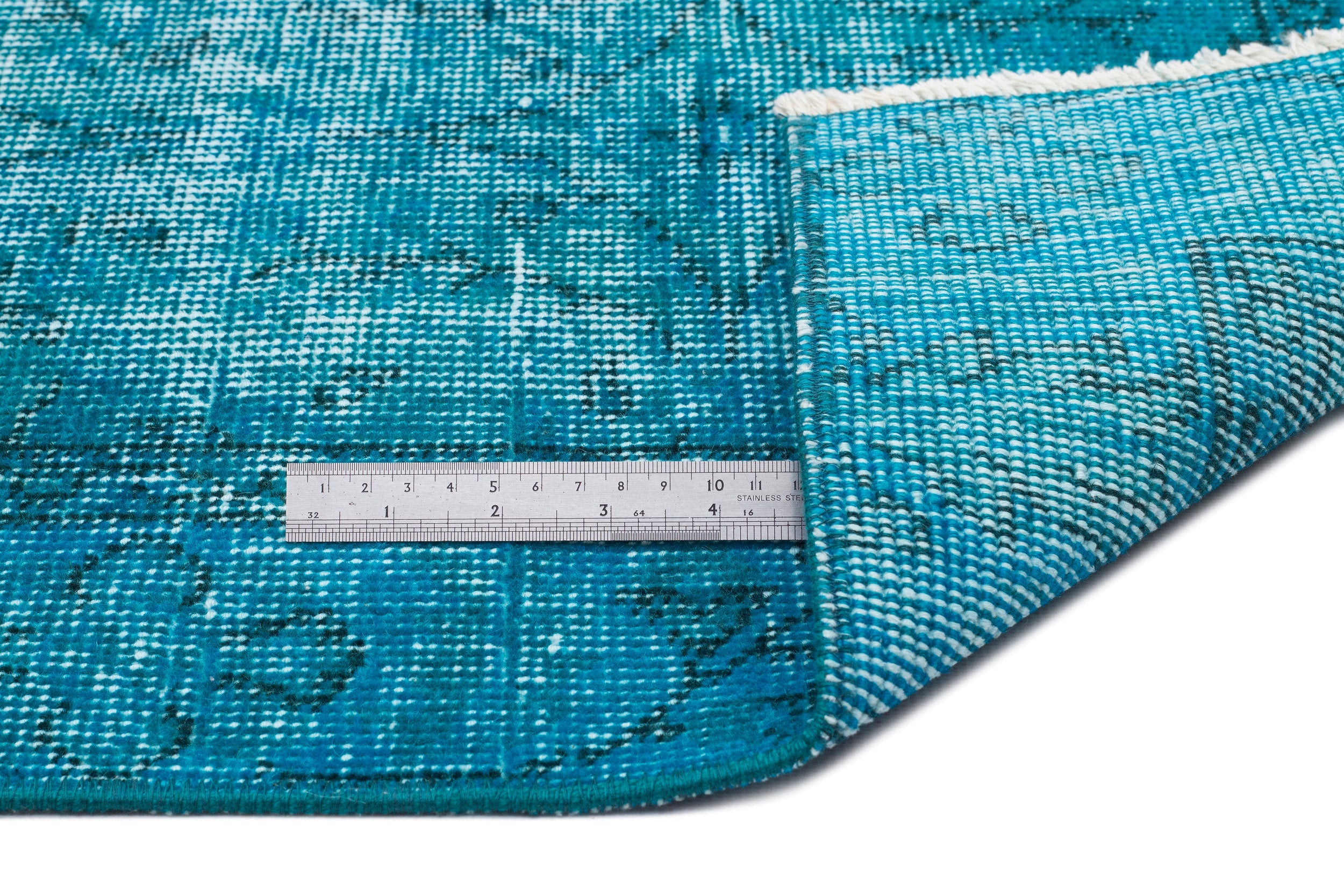 Atina Turquoise Vintage Wool Handmade Area Rug 3'7" x 6'10"