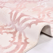 Bamboo Viscose Area Rug - Pink Geometric Machine Made Rug with Overlocked Edge