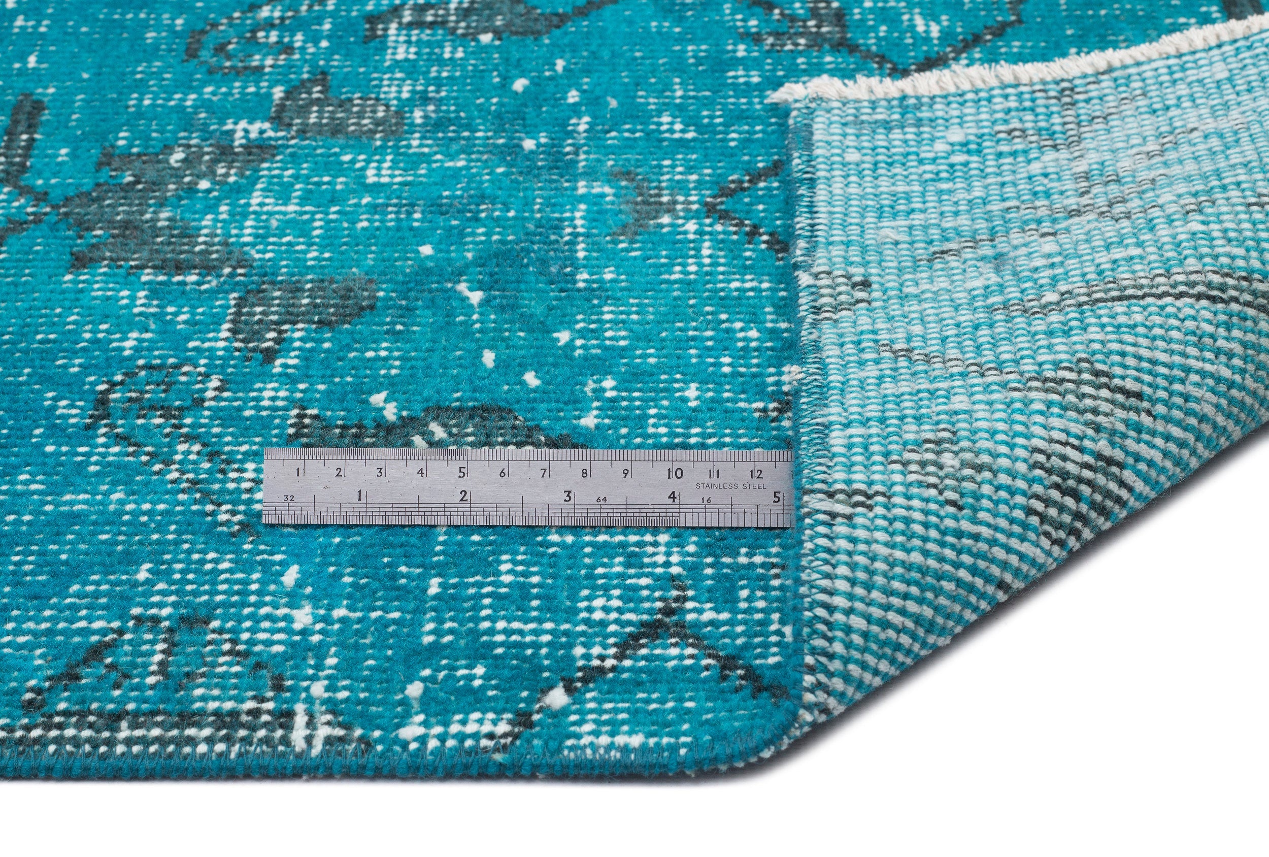 Atina Turquoise Vintage Wool Handmade Area Rug 3'9" x 6'11"