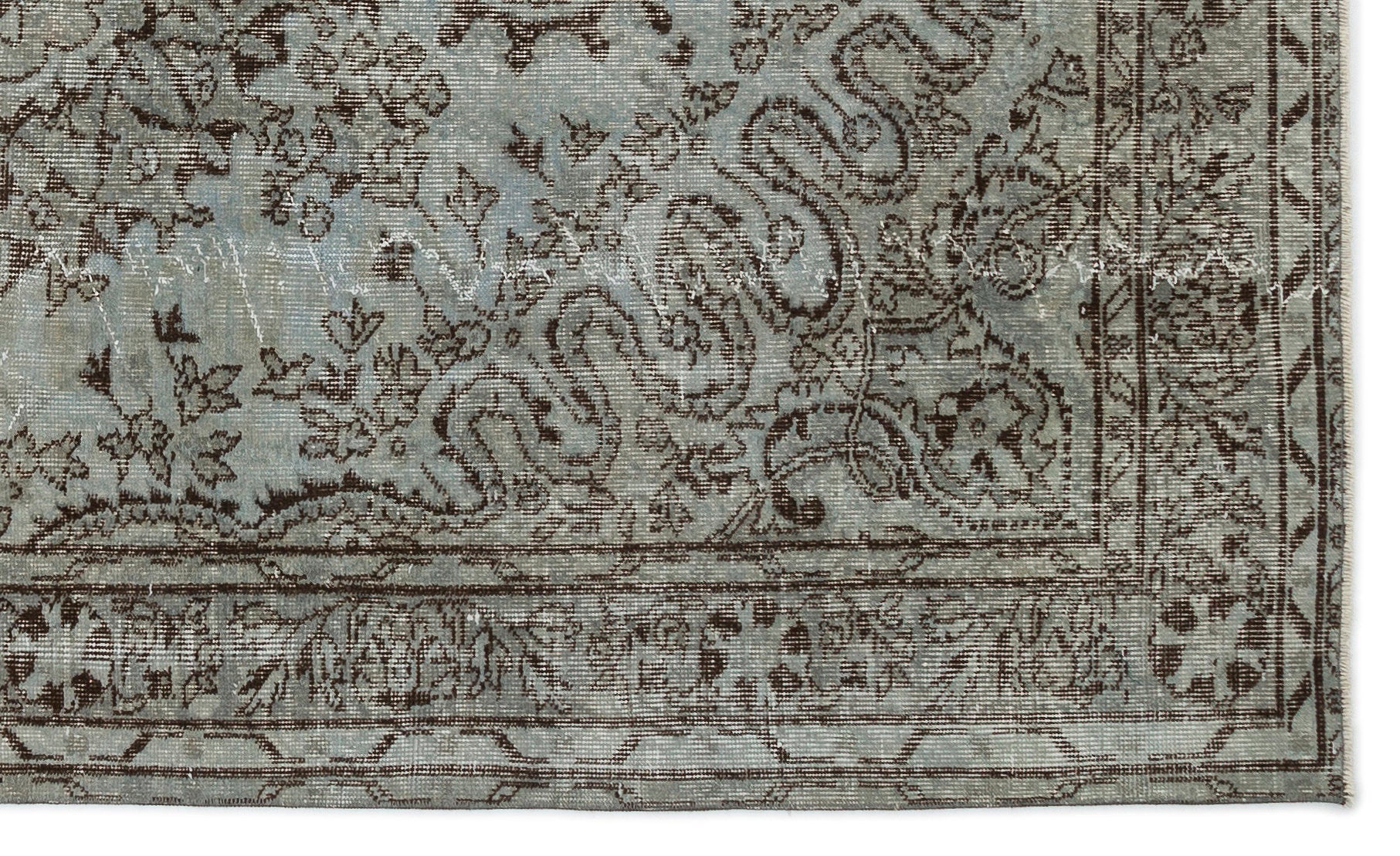 Atina Grey Vintage Wool Handmade Area Rug 5'4" x 8'7"