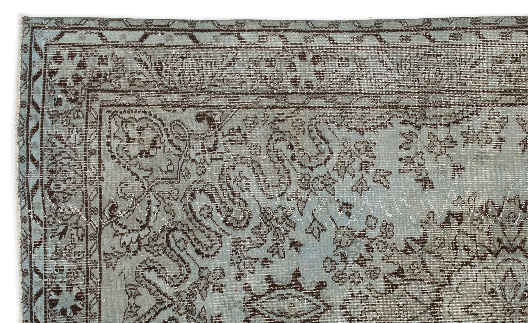 Atina Grey Vintage Wool Handmade Area Rug 5'4" x 8'7"