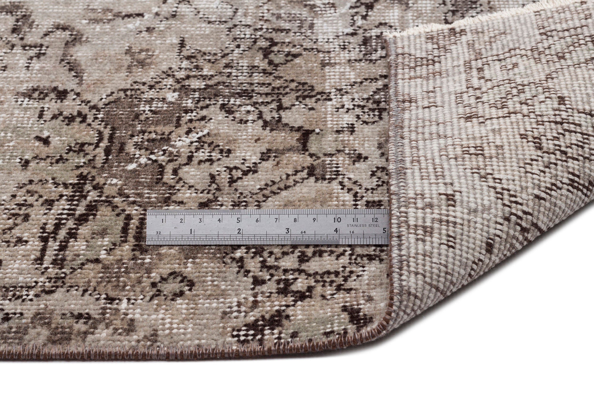 Atina Grey Vintage Wool Handmade Area Rug 5'4" x 9'2"