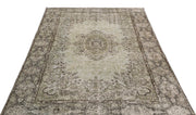 Atina Green Vintage Wool Handmade Area Rug 5'1" x 8'7"