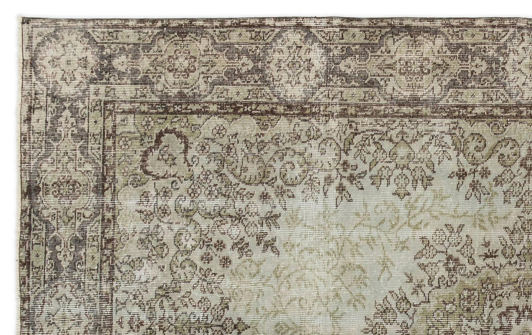 Atina Green Vintage Wool Handmade Area Rug 5'1" x 8'7"